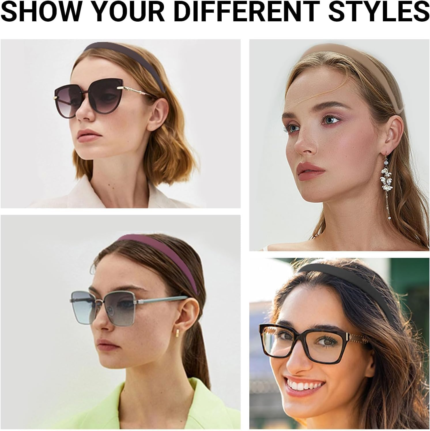 Trendy No Headache Head Bands, 3Pcs No Pressure Sunglass Headbands, Flex No Pressure Headbands for Women with Glasses image number 6