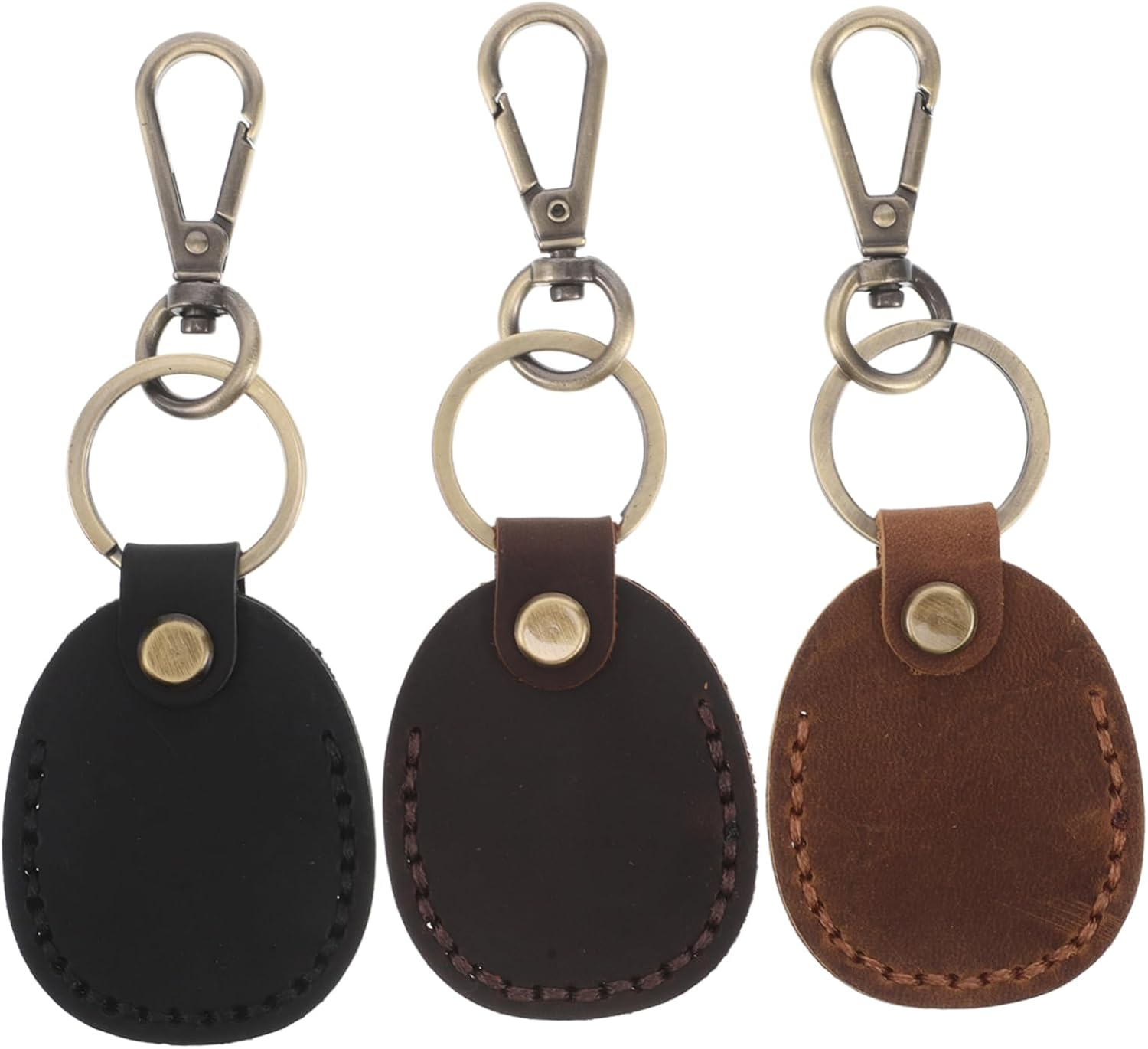 POPETPOP 3Pcs Handmade Pu Card Holder Keychain Vintage Access Card Case for Women Keychain Storage Bag image number 5