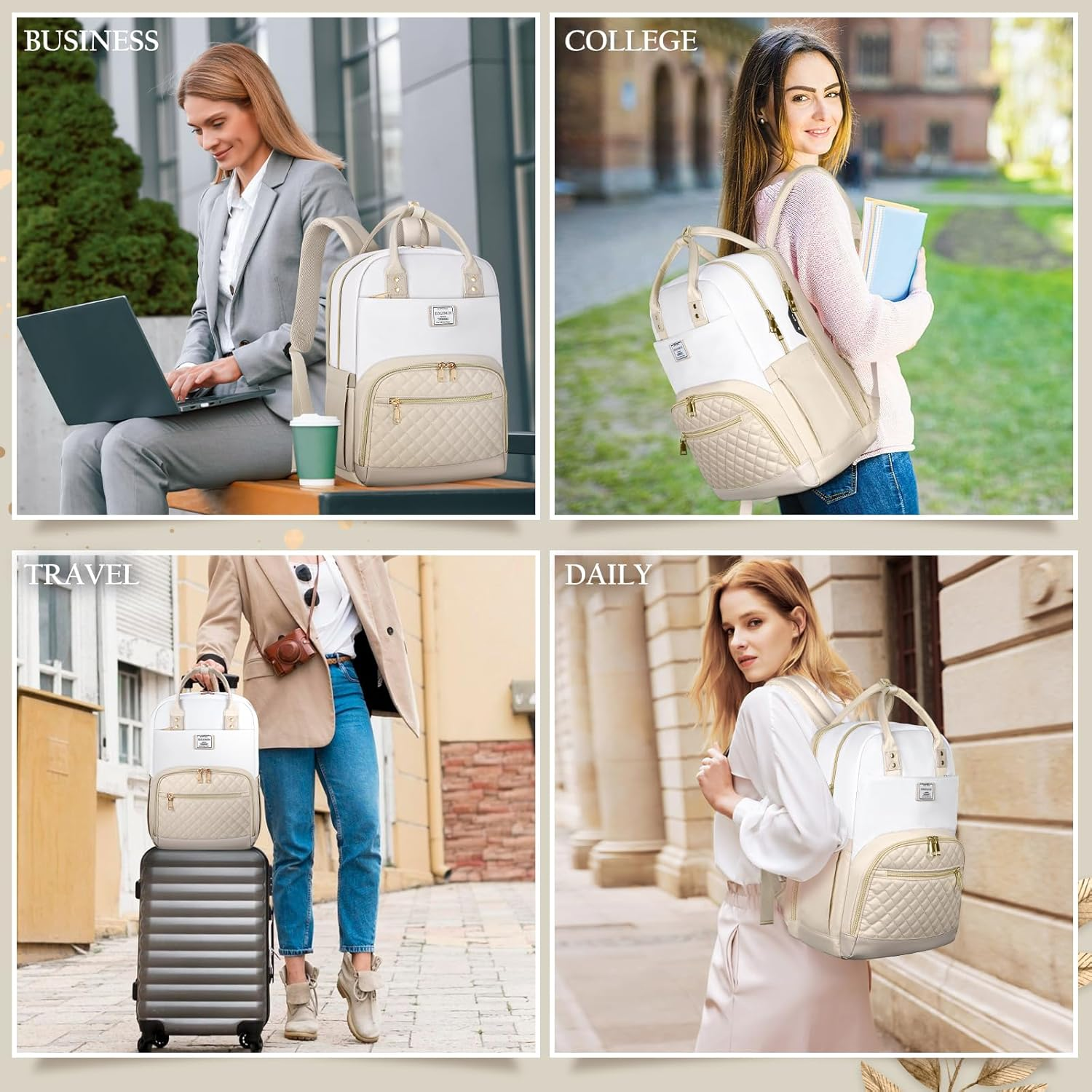 IGOLUMON Backpack for Women 15.6 Inch Laptop Backpack Work Business Backpacks Purse Waterproof College Carry on Backpacks