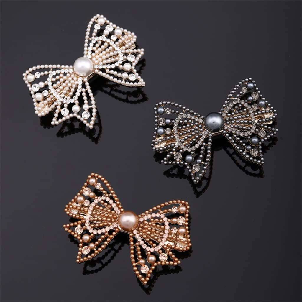 Crystal Hair Accessories,Clips Hairpins,Clip Plate,Hairpin Back Head Headdress Rhinestone Hairpin Clip Elegant Bow Hair Accessories Spring Clip (Color : B, Size : 6.5 * 4.5Cm) (Color : B, Size : 6.5