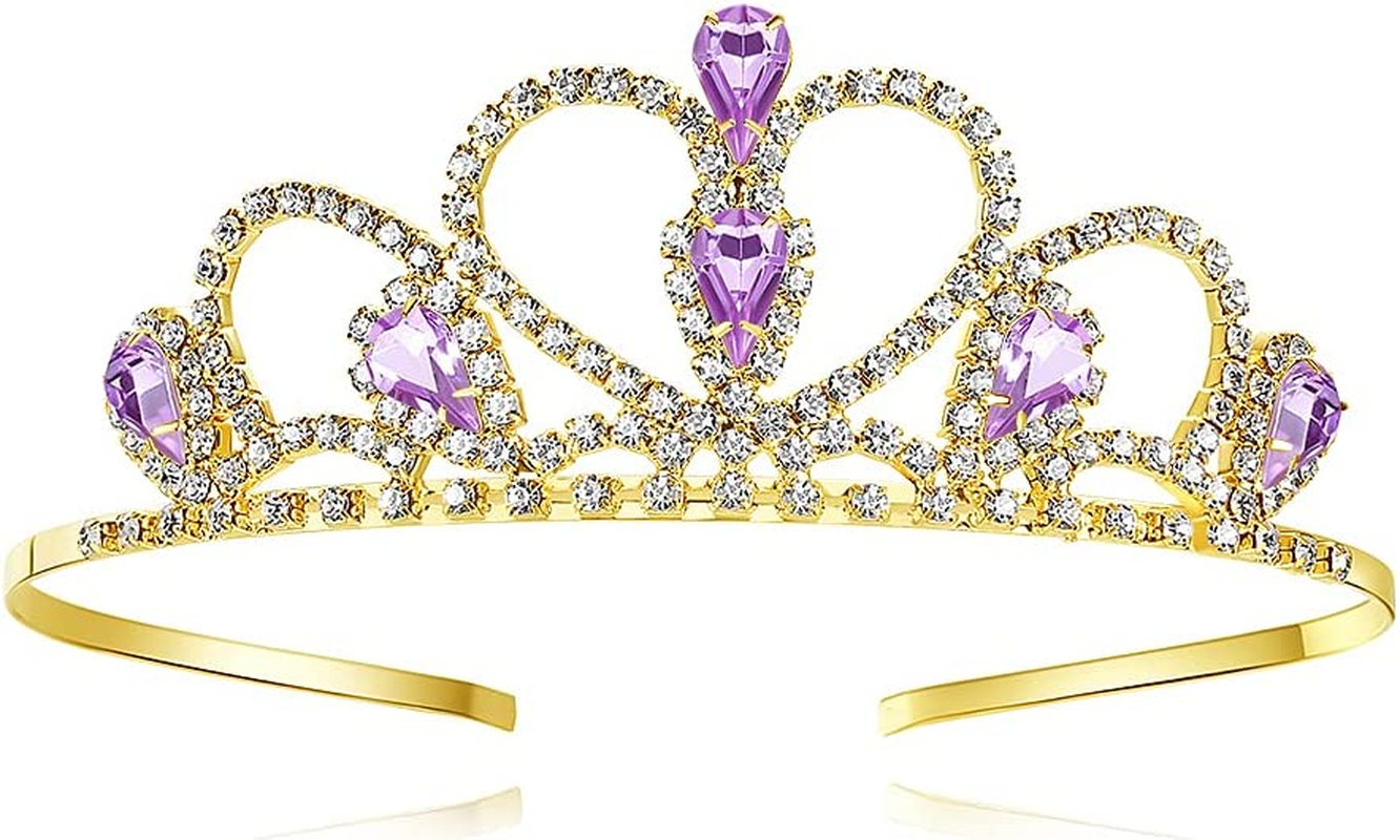 Lovelyshop Red Gems Rhinestone Gold Tiara for Little Girl in Halloween Birthday Princess Party