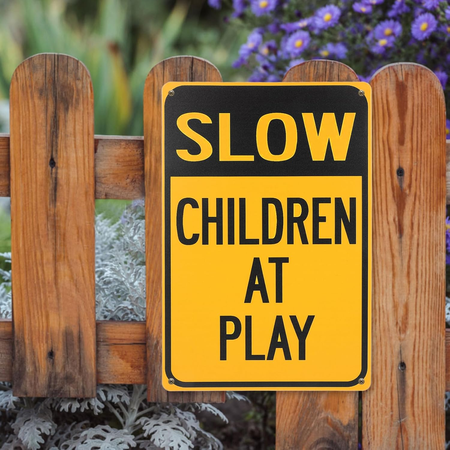 Iplusmile 2Pcs Slow down Children at Play Sign, Metal Kids Playing Slow down Sign Fade Resistant Security Sign for Neighborhood Street Caution Yard Signs image number 6
