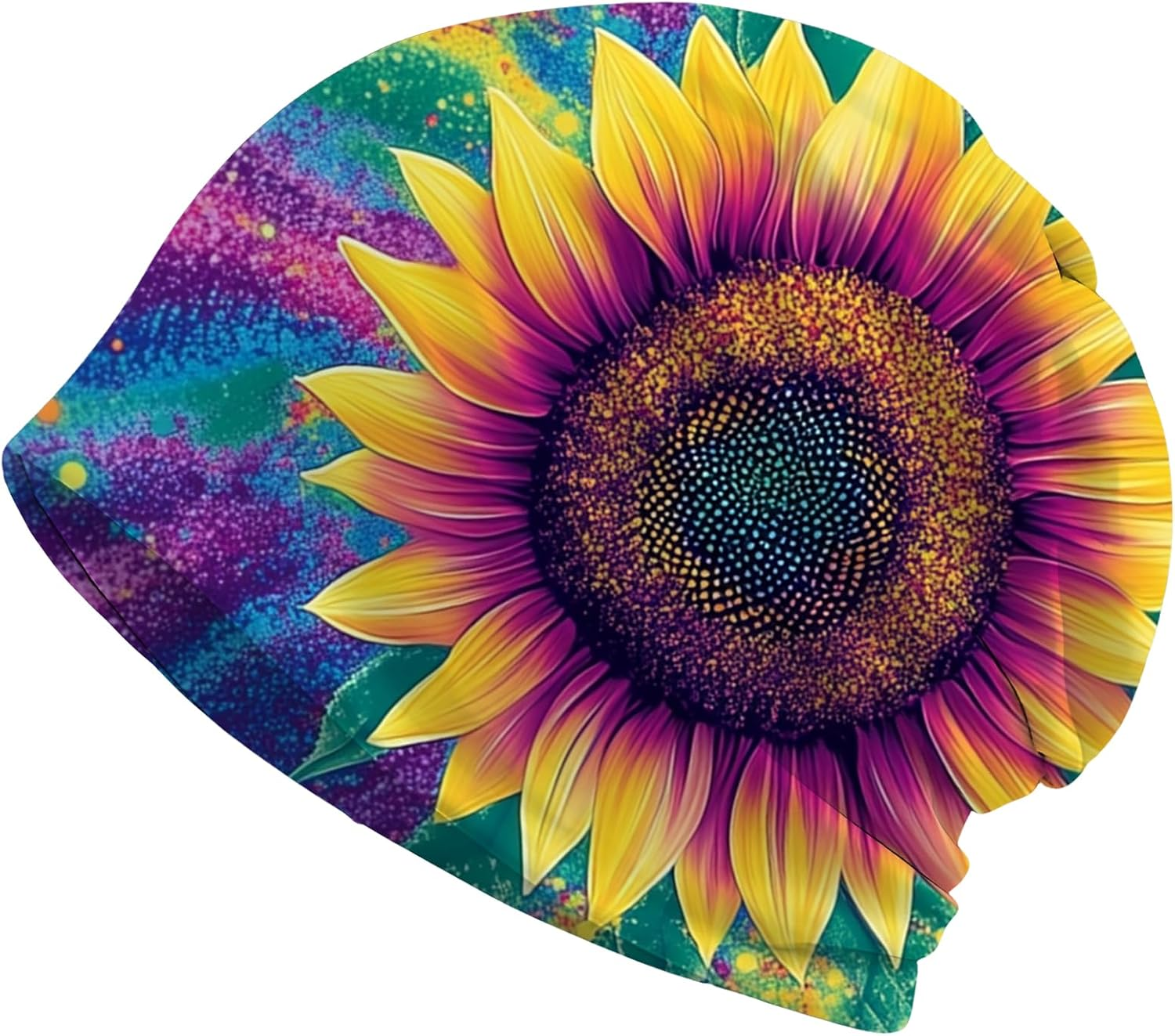 Abstract Neon Purple Women'S Slouchy Beanie Hat Cute Turban Hats Cancer Headwear Caps Baggy Skull Sleep Scarf - Blue Gradient Leopard image number 4