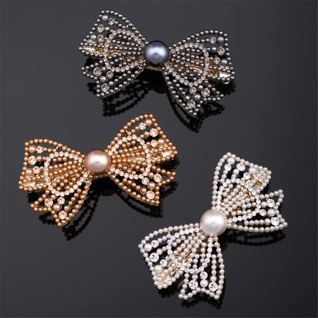 Crystal Hair Accessories,Clips Hairpins,Clip Plate,Hairpin Back Head Headdress Rhinestone Hairpin Clip Elegant Bow Hair Accessories Spring Clip (Color : B, Size : 6.5 * 4.5Cm) (Color : B, Size : 6.5 image number 2