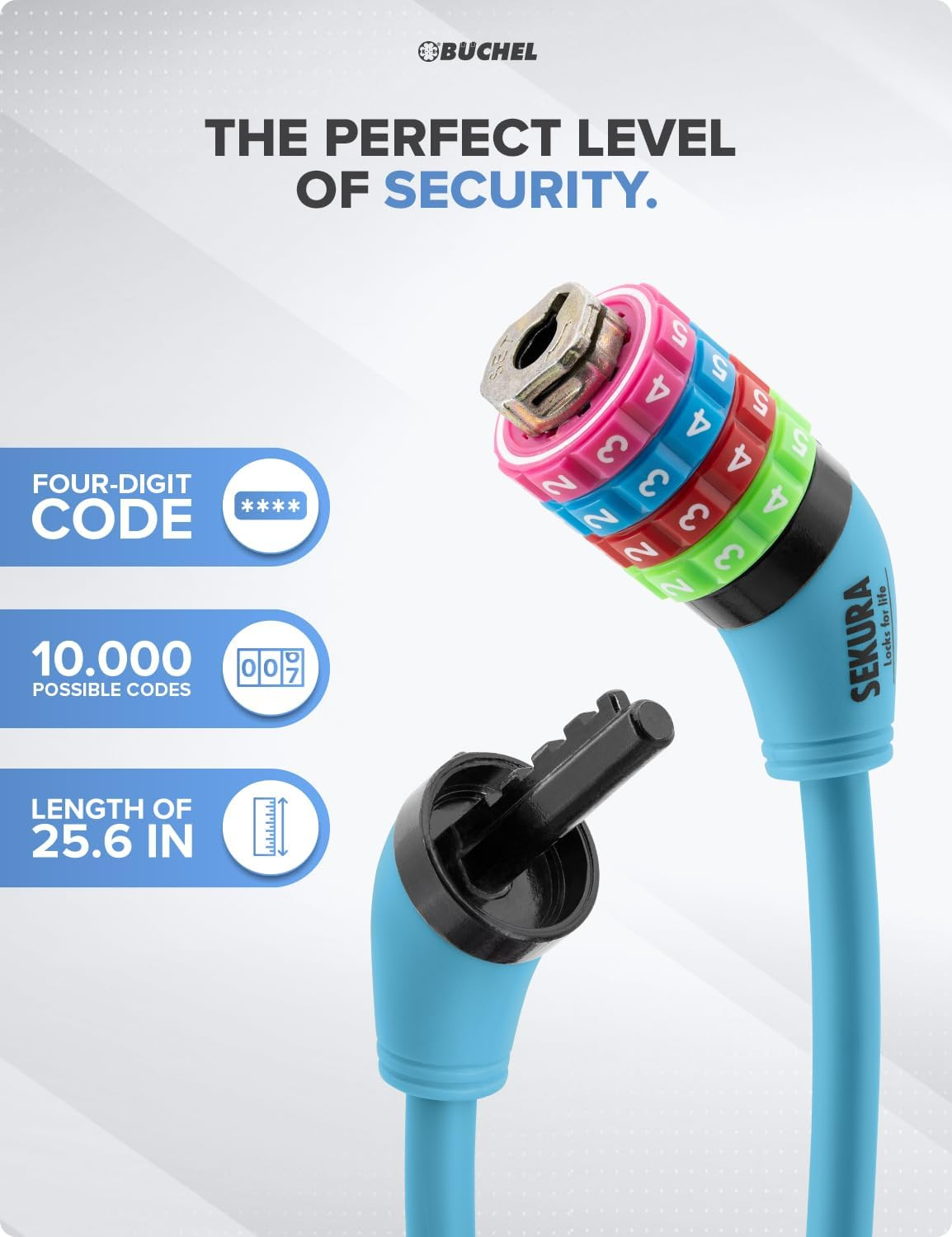 B&uuml;chel Sekura 4-Digit Programmable Bicycle Combination Lock, Purple image number 2