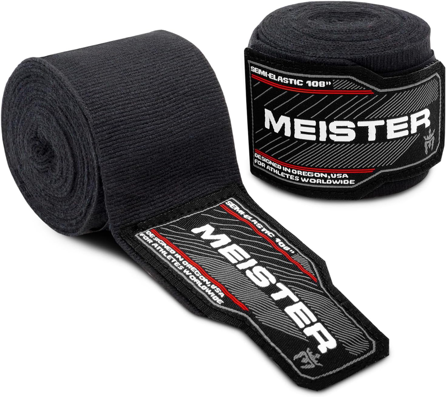 Meister Junior 108" Semi-Elastic Hand Wraps for MMA & Boxing (Pair)