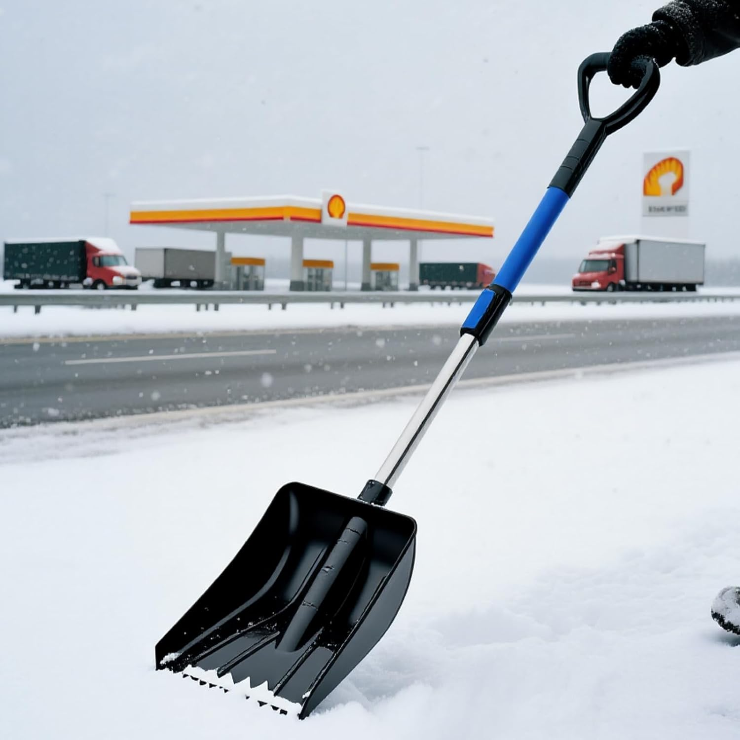 Snow Shovel | Telescopic Ergonomic Adjustable Gardening Supplies | Snow Plow Shovel - for Cleaning Winter Walkway Pathway Yard Courtyard Home Garden Lawn Outdoor Garage Truck Vehicle image number 4