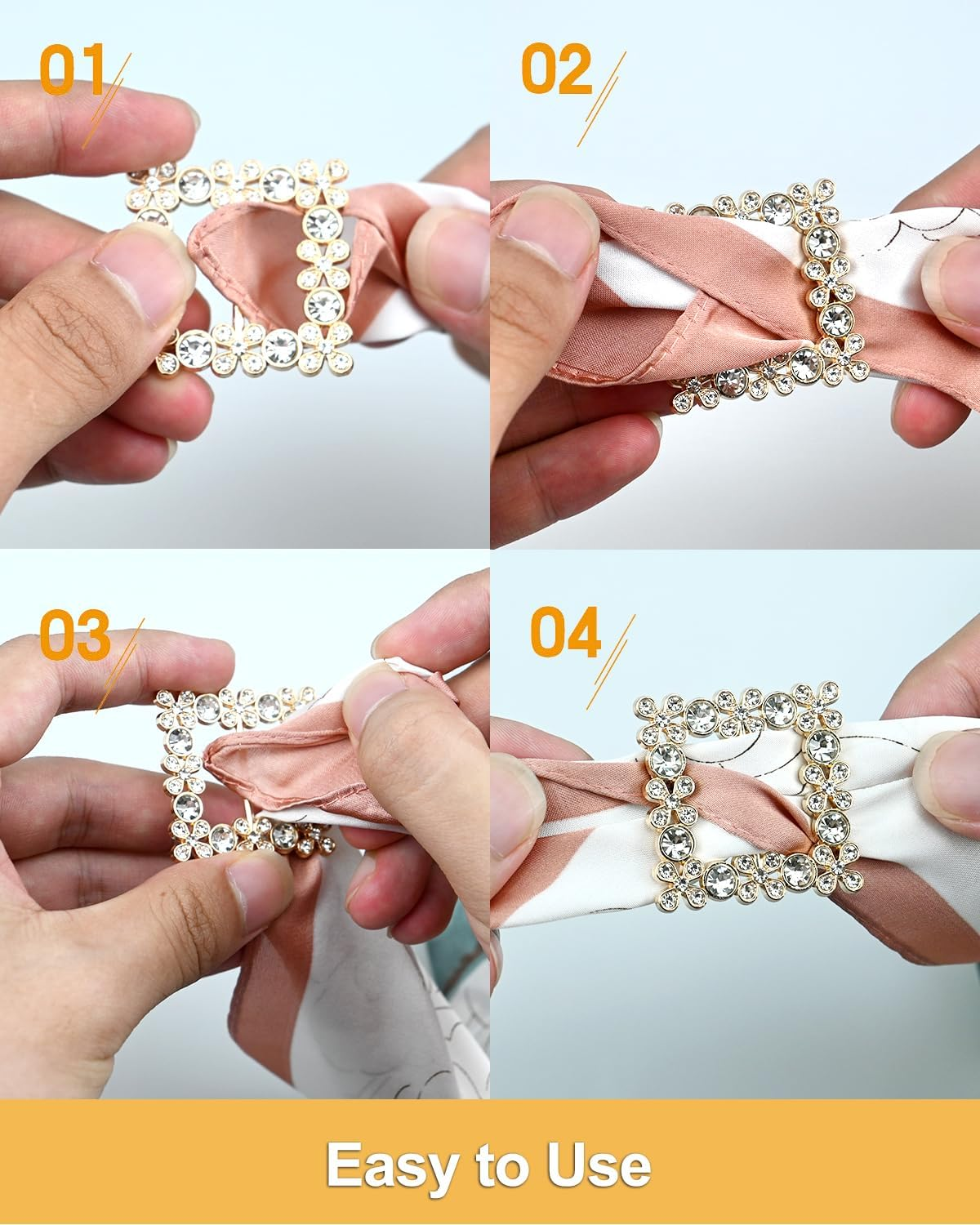 6PCS Silk Scarf Ring Clip, T-Shirt Tie Clips for Women Girls Fashion Metal Circle Buckle, Waist Clothes Corner Button, Shirt Waist Cinch Clips Tightener with 1 Storage Bag image number 3