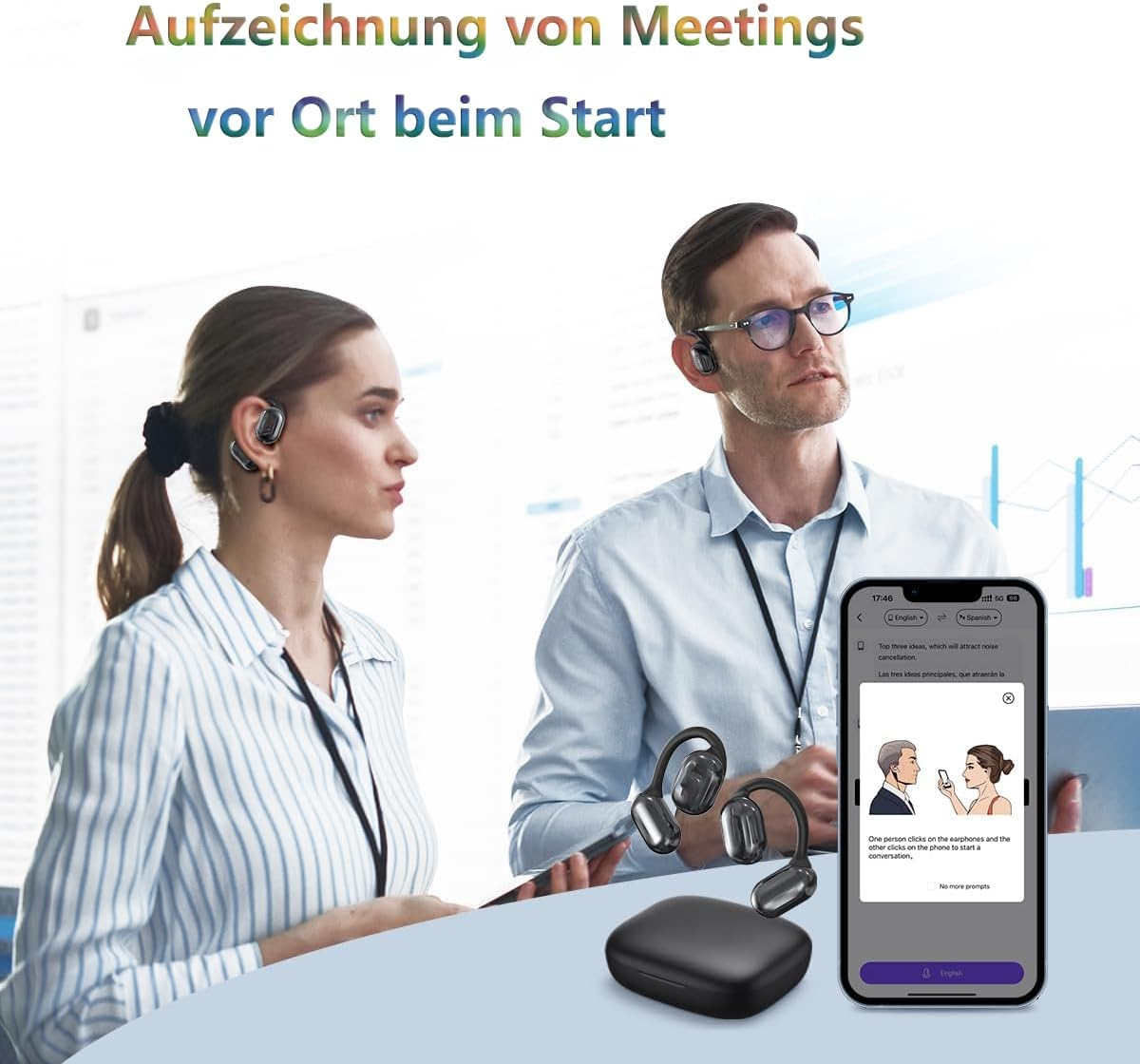 AI Language Translator Earbuds, 4-In-1 Translation Device, Supports 144 Languages and Accents, Real Time Translation with 8 Offline Language Packs, Perfect for Travel, Business and Learning image number 2