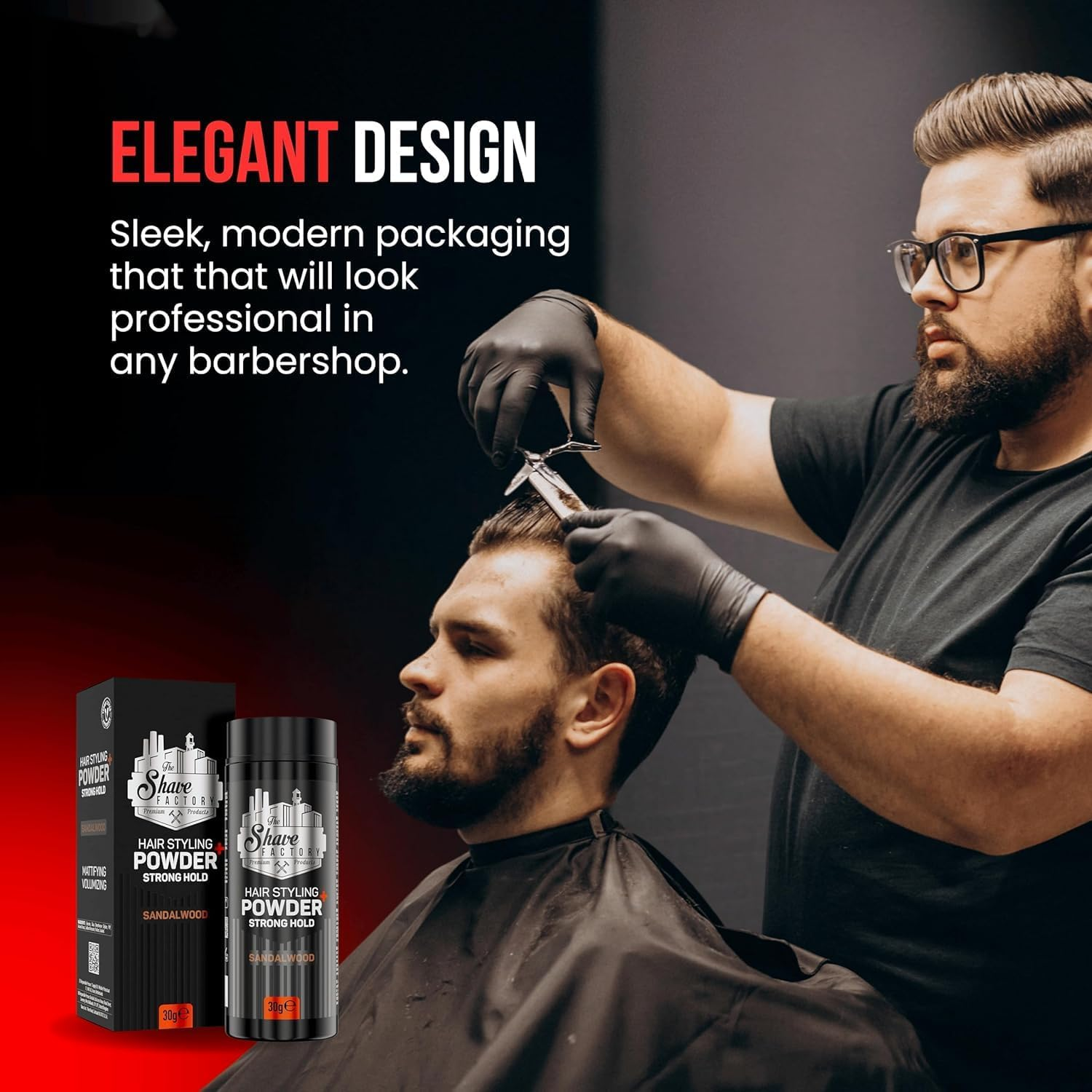 THE SHAVE FACTORY Hair Styling Powder - Sandalwood 30G - Matte Volume & Texture Powder for Men - Strong Hold, Flexible Style, Long Lasting Finish - Professional Hairdressing Product image number 4