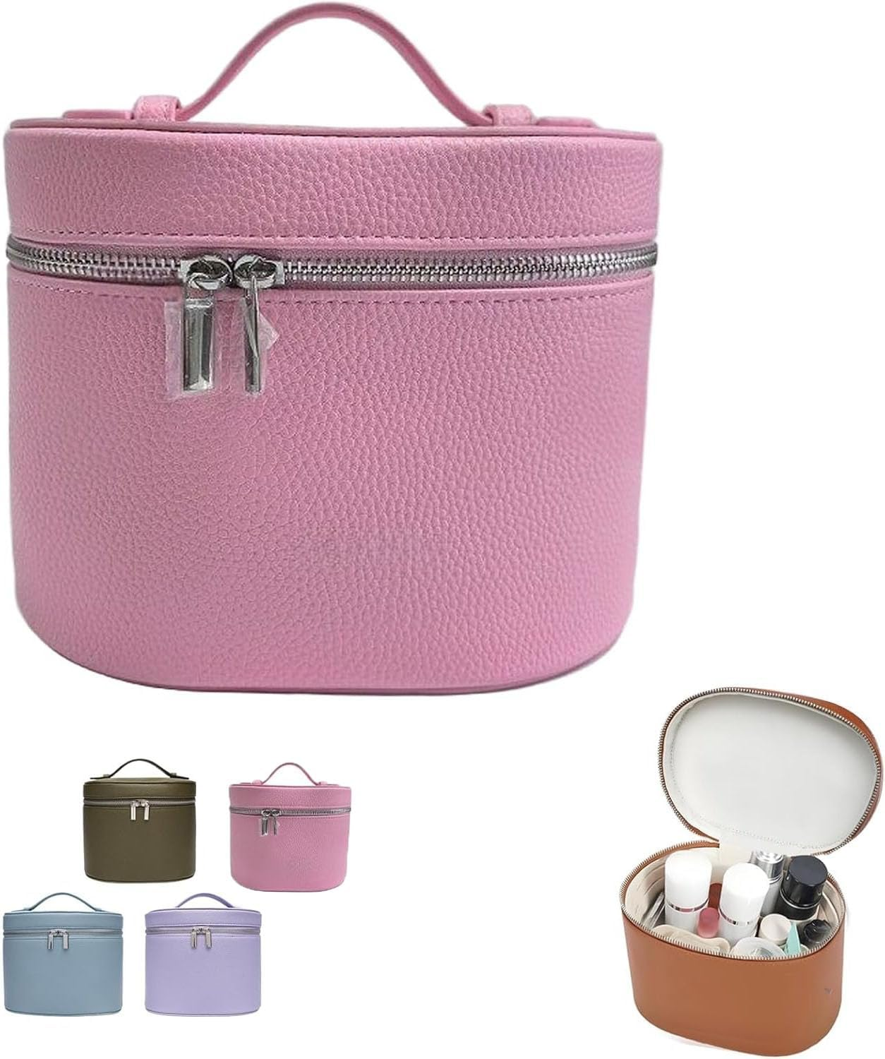 Portable Travel Toiletry Bag, Modern Makeup Storage Case, PU Leather Waterproof Wash Bag, Vanity Organizer with Removable Divider