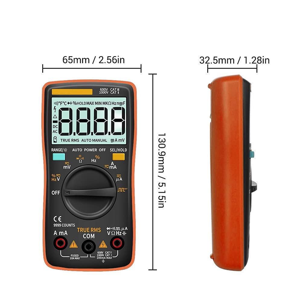 Automotive Digital Multimeter, AC DC Voltage Ammeter, Volt Ohm Meter for Electrical Test with Auto Power off Function image number 5