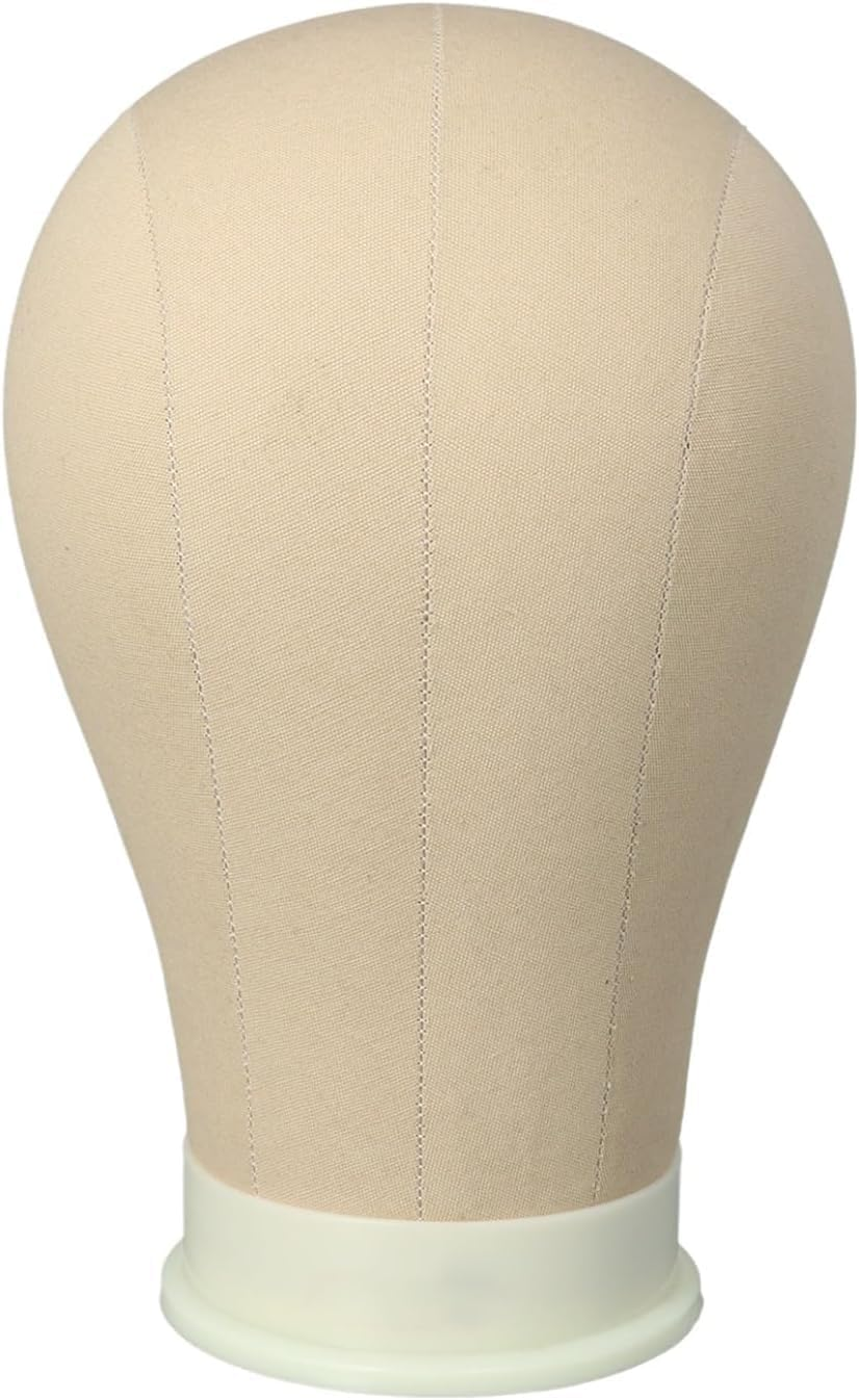 Canvas Block Head Mannequin Head Canvas Wig Head Wig Display Styling Head with Mount Hole (Light Brown,21") image number 2