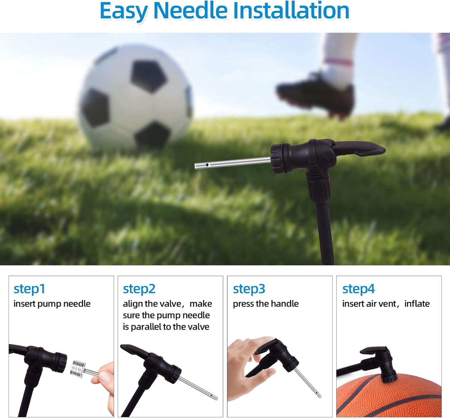 16PCS Air Pump Needle, Dual-Port Inflation Needles, Air Inflation Needle for Football Basketball Soccer Ball Volleyball Rugby Balls and Other Sports Balls Replacement Needles with Portable Storage Box image number 1