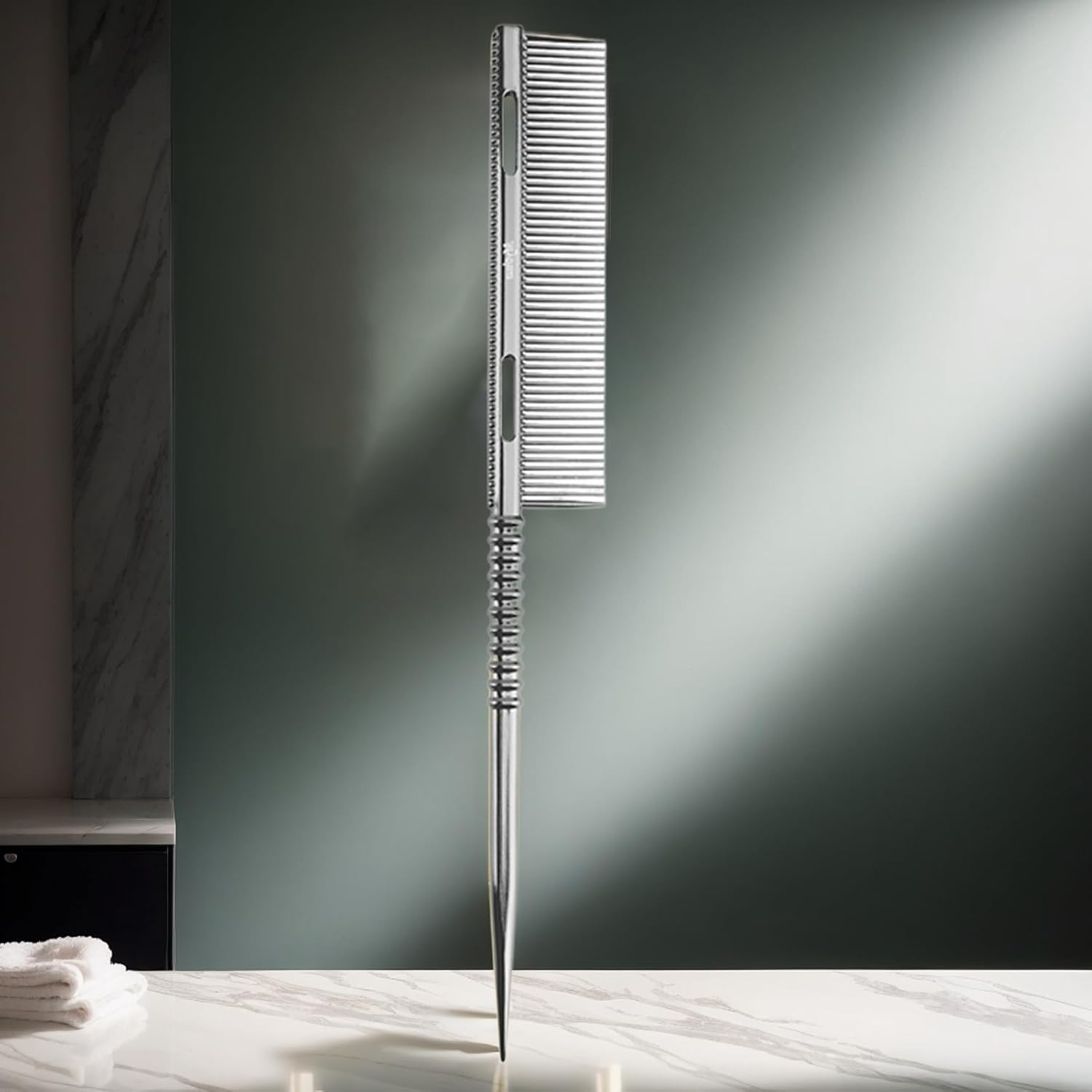 Tail Comb | Fine Tooth Parting Tip Hair Brush | Detangling Styling Tool Lightweight Ergonomic Salon Styling Tool for Mom Girlfriend - Rose Gold image number 7