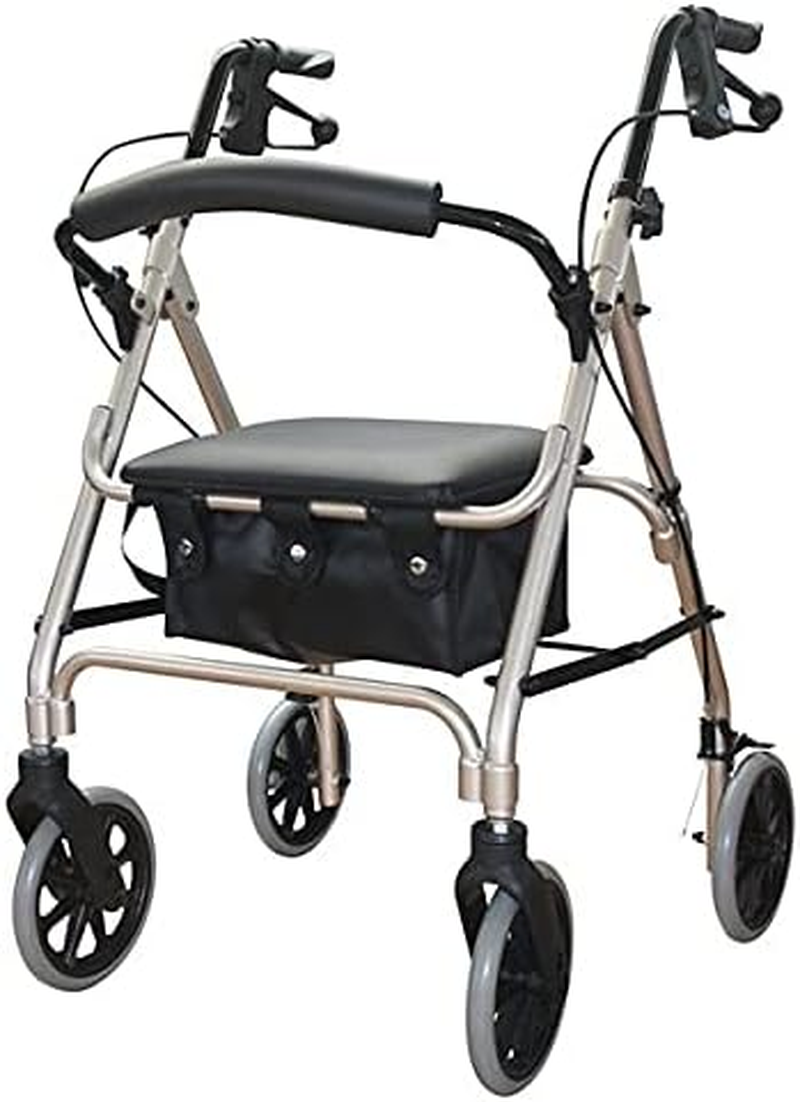 Days 105 Wheeled Rollator, Mobility Aid for Disabled or Elderly, Lightweight, 8" Wheels, Red