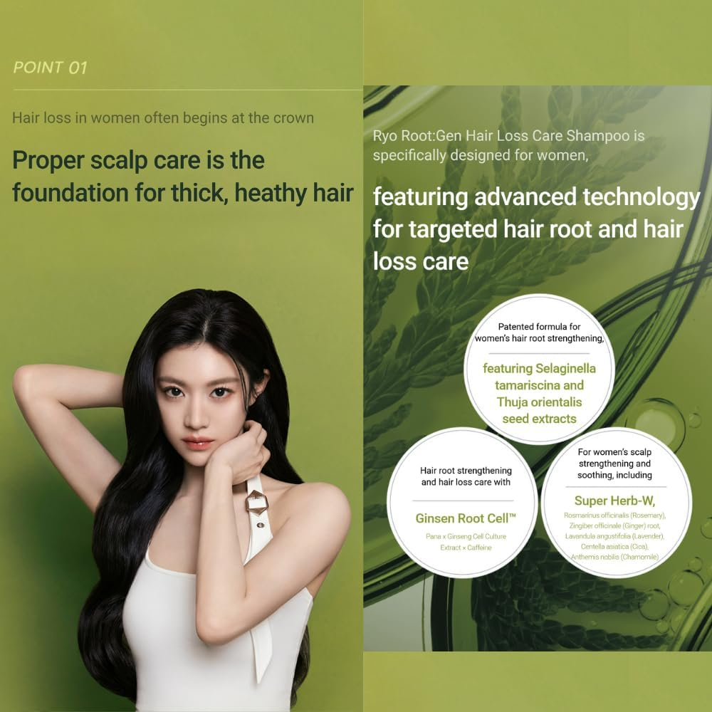 Root:Gen for Women Hair Loss Care Set Shampoo 515Ml + Refill Pack 400Ml. Repair and Moisturizing, anti Loss Care, Strengthening Hair Roots. Korean Beauty Shampoo and Treatment Set for Ryo. (Total 915 Ml)