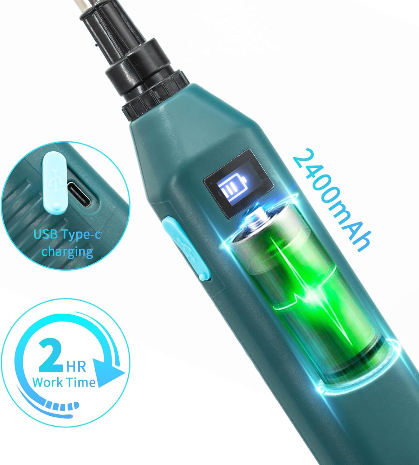 1.35 Gallon/5L Electric Plant Mister, Rechargeable Powered Battery Charge Display,Garden Continuous Mist Spray Bottle with 3 Nozzles,Telescopic Rod and Adjustable Shoulder Strap (Green) image number 4