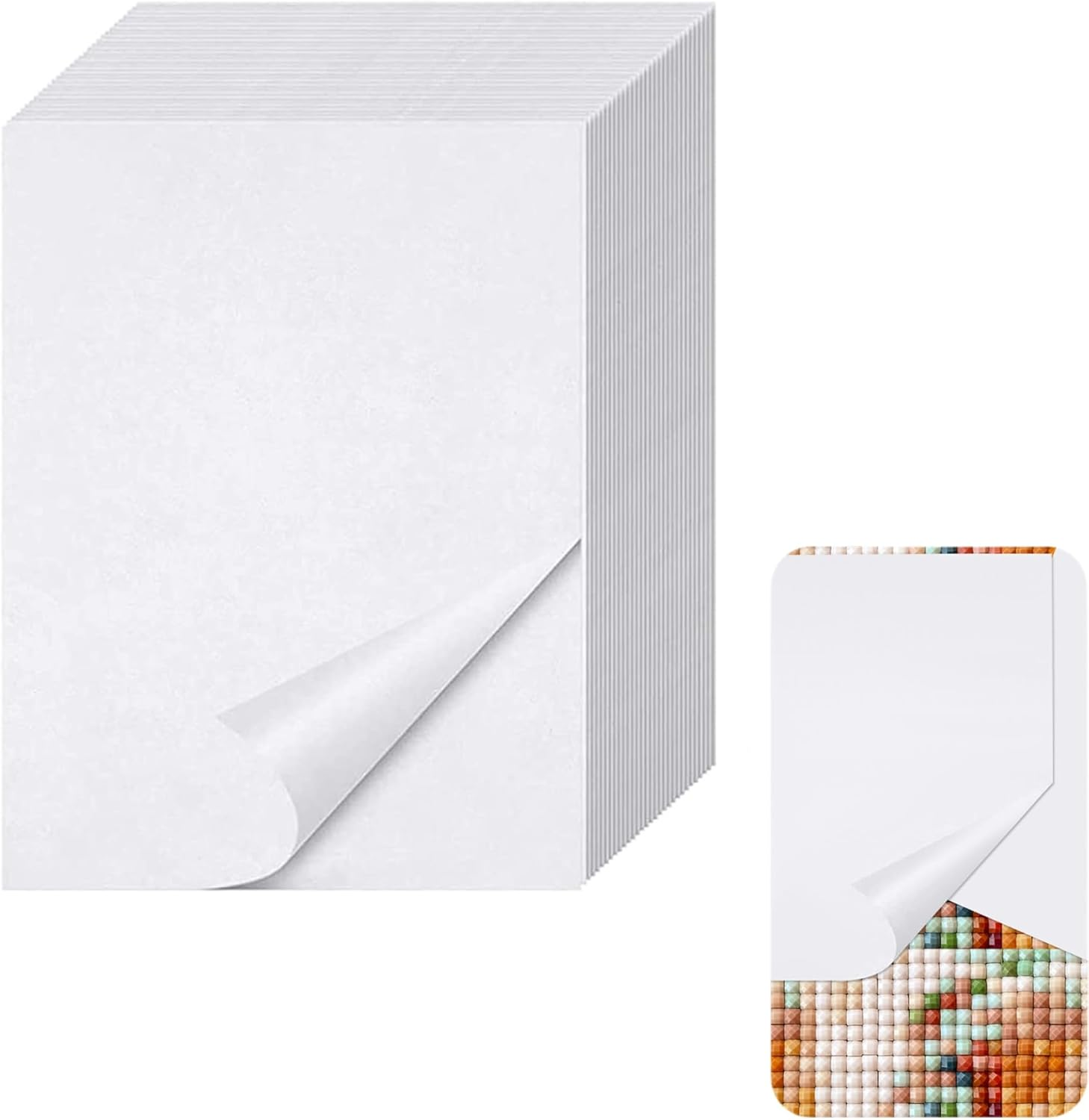 OATIPHO 50 Pieces Painting Release Paper, Non-Stick Painting Cover Replacement Paper, Double-Sided 5D Diamond Paper Sticker Diamond Art Supplies for Crafting and Sticker Collecting A5 8.27X5.83In