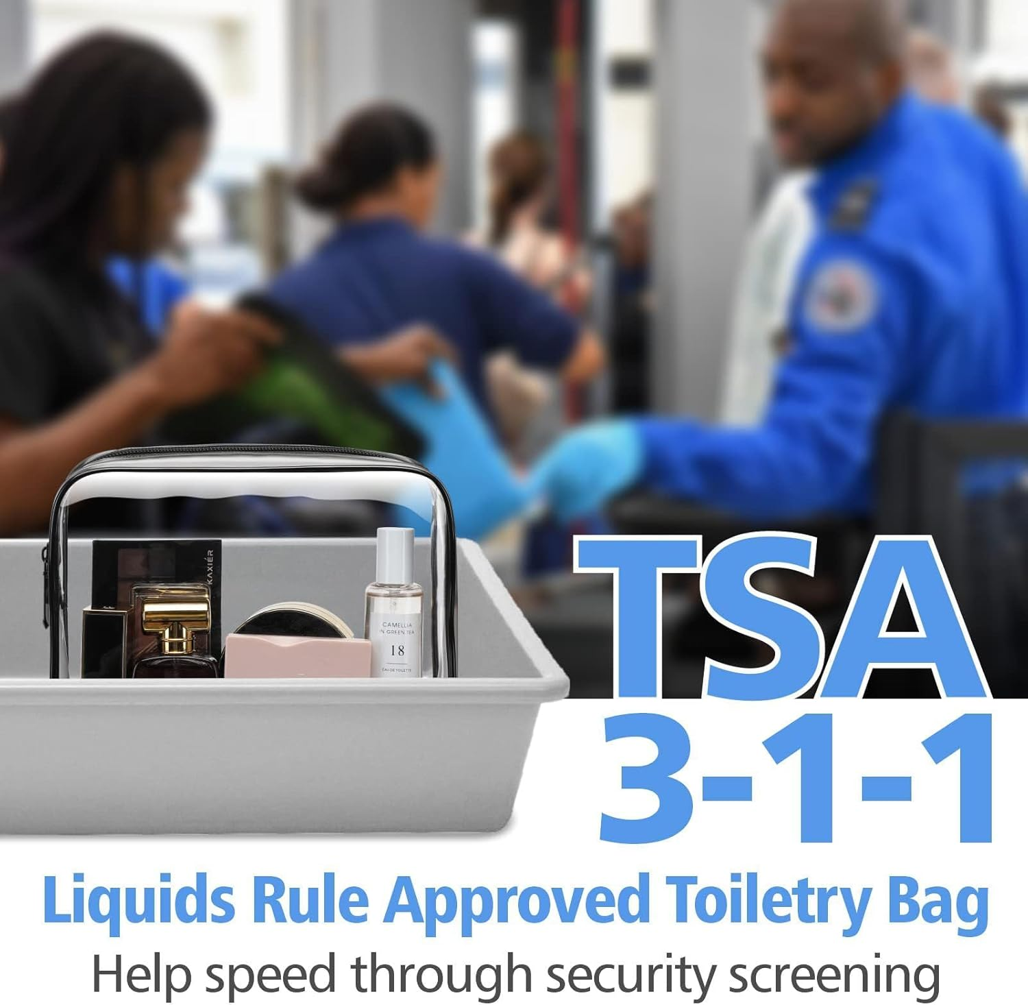 QAUARUMSUN 3Pcs Clear Cosmetic Bag Transparent Makeup Bag for Women Men Waterproof Travel Makeup Clear Toiletry Organizer Cosmetic Storage Pouch Case with Zipper, Convenient(Black) image number 4