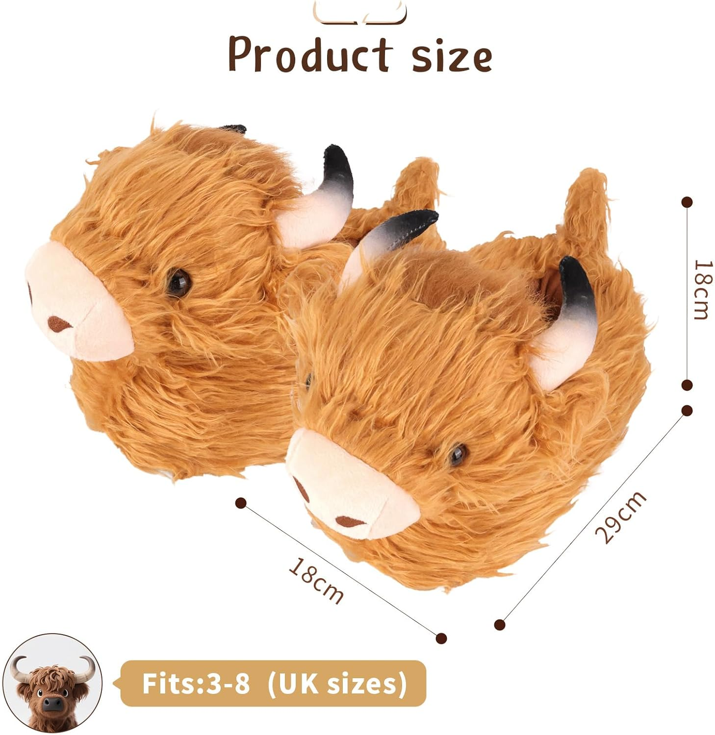Zidoley Highland Cow Slippers - Cute and Cozy Animal Gifts for Women. Fuzzy Winter Indoor Slipper, Unisex UK Size 3-8. Soft Plush Fleece, Funny House Slipper for Warmth and Comfort image number 6