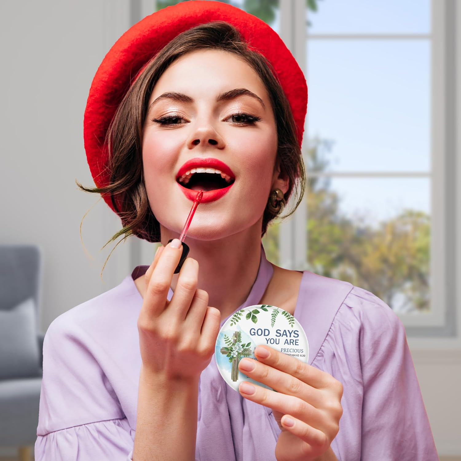 Y1Tvei Christian Gifts Compact Mirror - 72Pcs Flower Cross God Say You Are Bible Verse Mini Compact Mirrors Inspirational Portable Pocket Makeup Mirror for Church Party Favors for Women Mothers&rsquo; Day image number 4