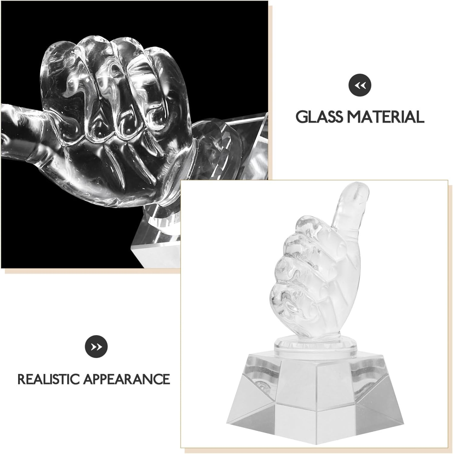 COHEALI Thumbs up Award Thumb Trophy Finger Trophy Hand Trophy Trophies Glass Award image number 4