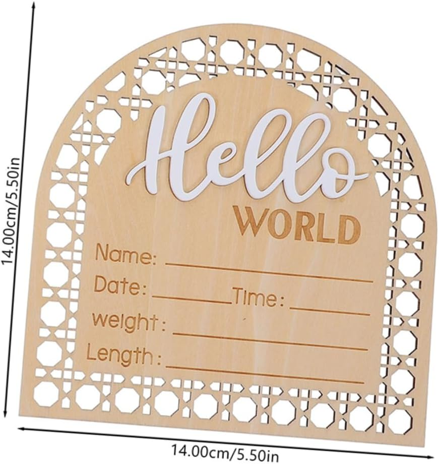 4Pcs Wooden Baby Announcement Sign Rustic Welcome Name Plate for Newborns Birth Photo Prop for Nursery and Hospital image number 2