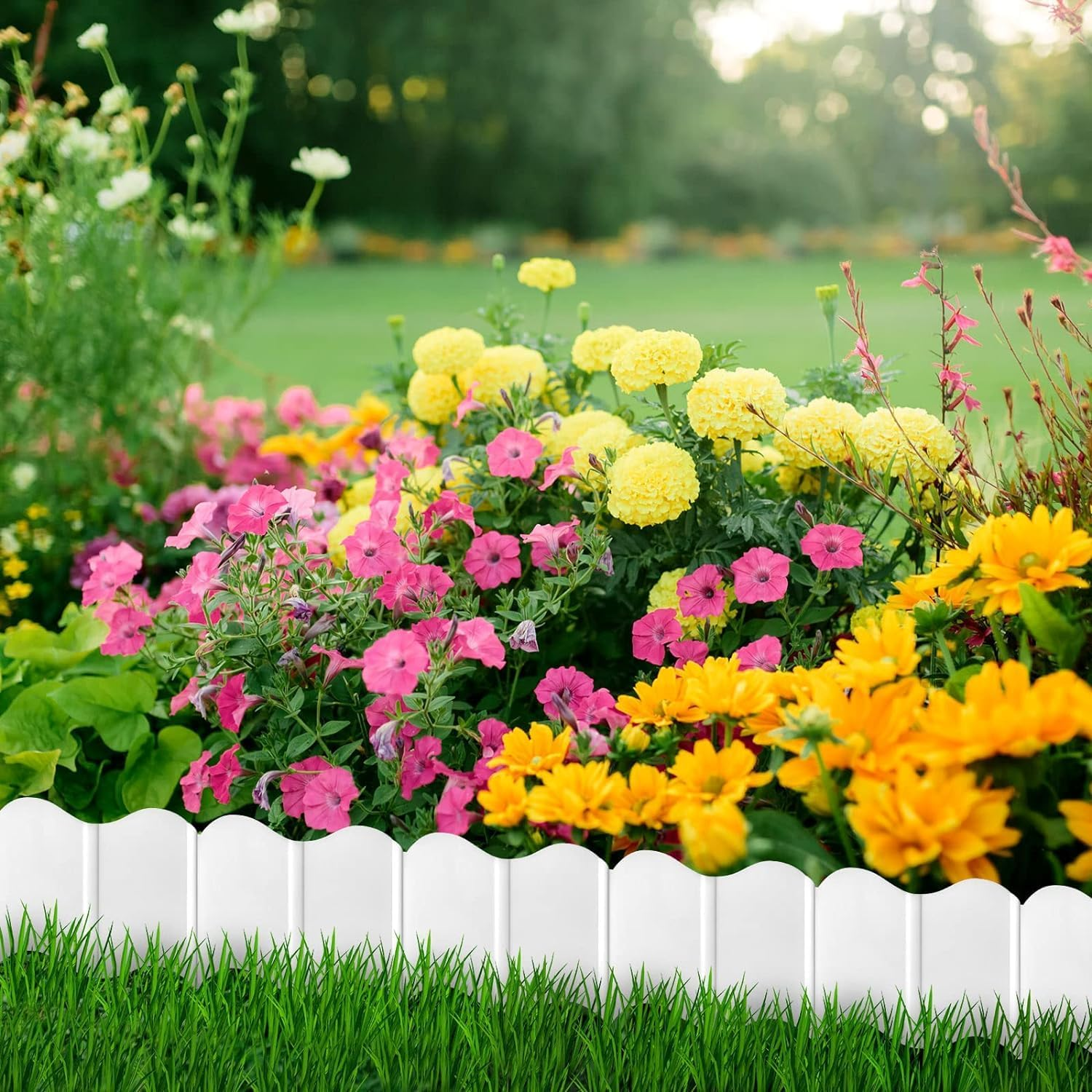 20Pcs Garden Edging Border, Garden Fence Lawn Edgings Decorative, White Flexible Garden Landscape Edging Borders for Outdoor Lawn Garden Flower Bed Yard,Lawn Edging image number 2