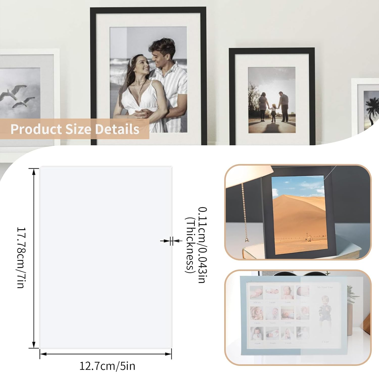 20 Sheet Transparent Acrylic Painting Boards, Lightweight Clear Extruded Plexiglass with Protective Paper for Craft DIY Display Projects, 5X7'' Clear Acrylic Sheets for Picture Frame Glass Replacement image number 5