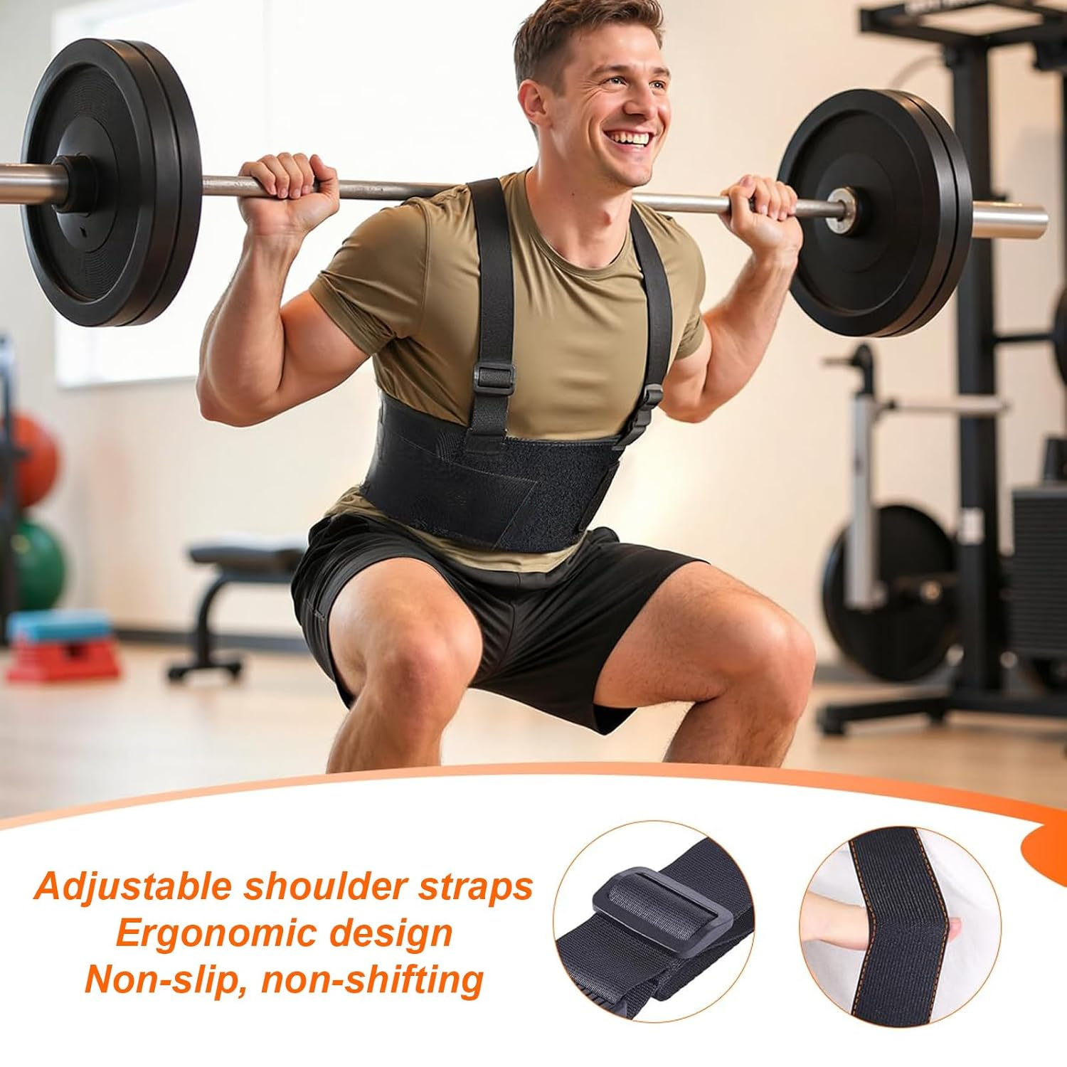 Medical-Grade Work Back Brace with Adjustable Shoulder Straps with Stronger Support & Breathable Mesh Lower Back Support Brace Belt for Men Women,Pain Relief for Sport, Lifting, Warehouse, Construction&Moving-L image number 3