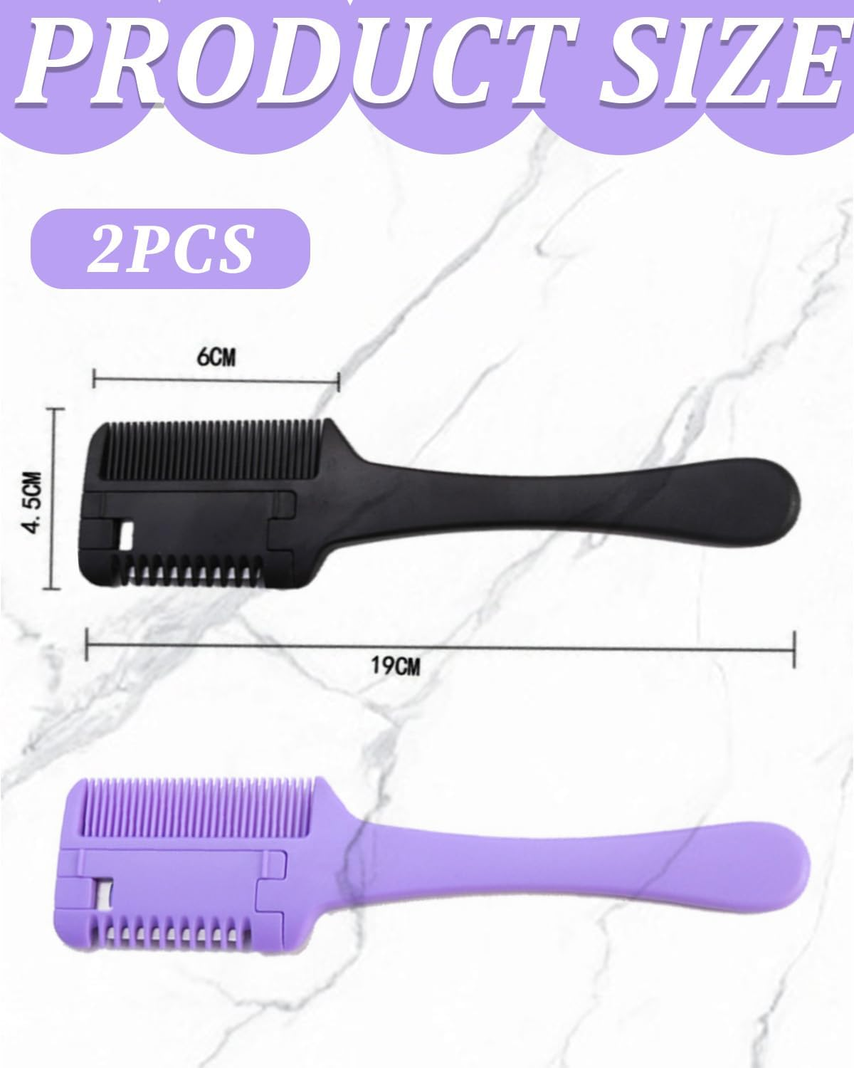 KGDUYC Pack of 2 Hairdressing Comb Thinning Scissors, Comb Thinning Hair Cutting Tools, Double Sided Haircut Trimmer, Hair Adults Children Hairdresser Home