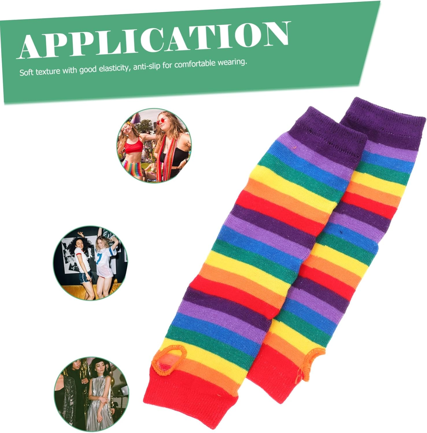 WRITWAA Long Gloves Rainbow Strips Warmer Fingerless Gloves for Women Girls Winter Festival Accessories Thermal Wear Women