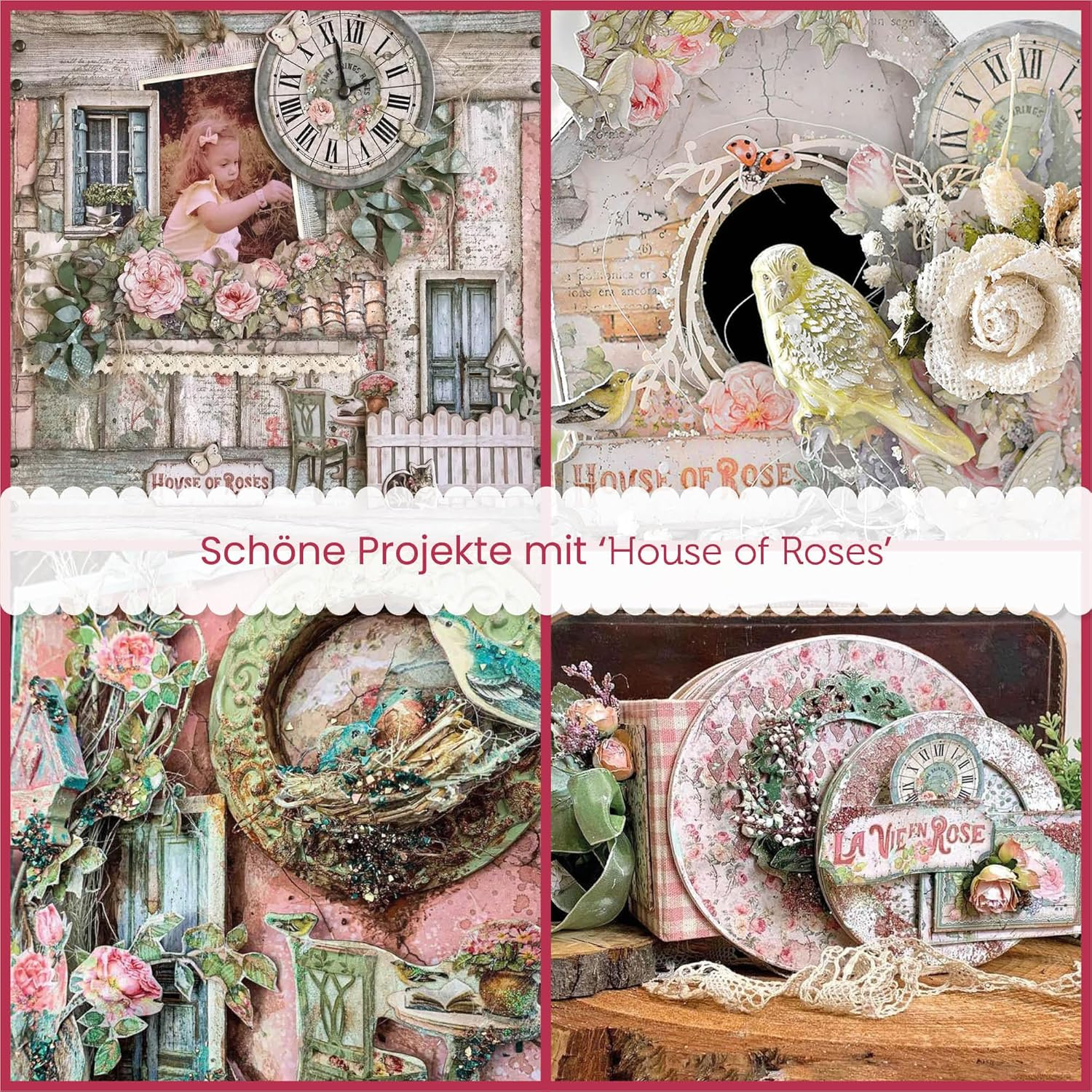 STAMPERIA International, KFT Paper PAD 8X8 10PK House Rose, 20.3 X 20.3 (8" X 8"), Multicoloured