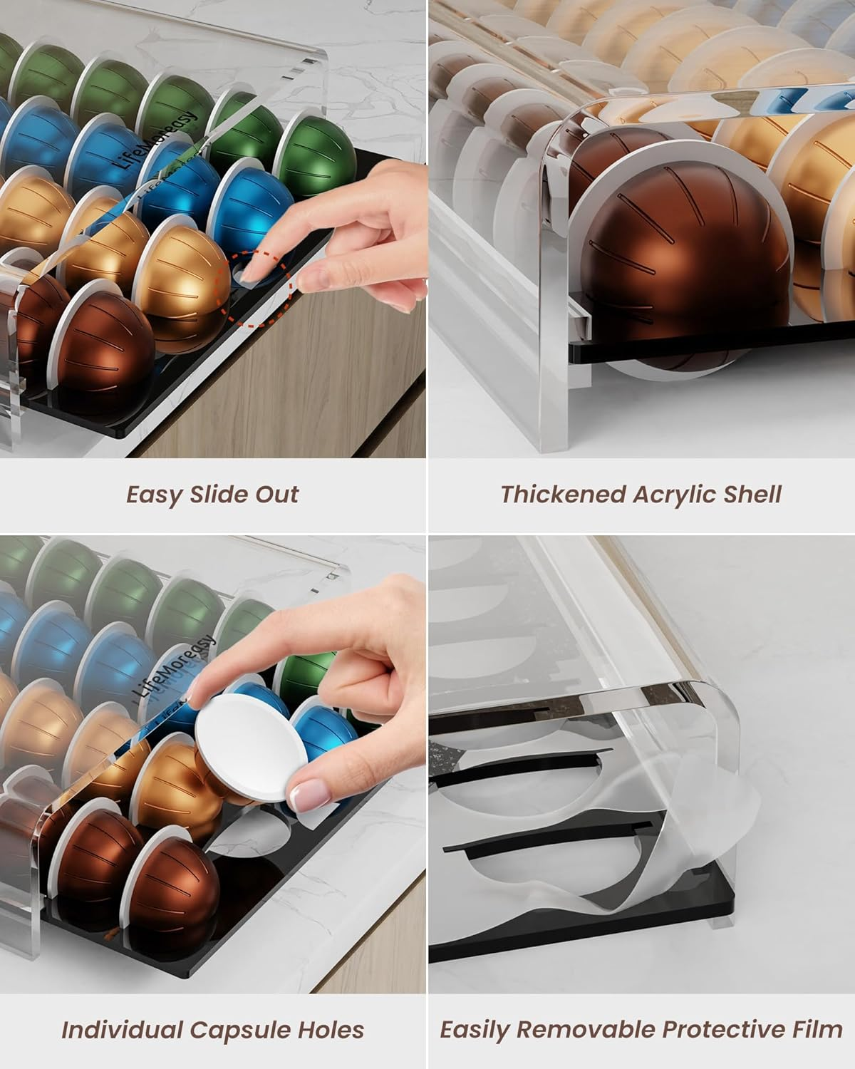 Storage Drawer for Nespresso Vertuo Coffee Pod Holder for Counter Acrylic Coffee Capsule Organizer - 40 Pods image number 5