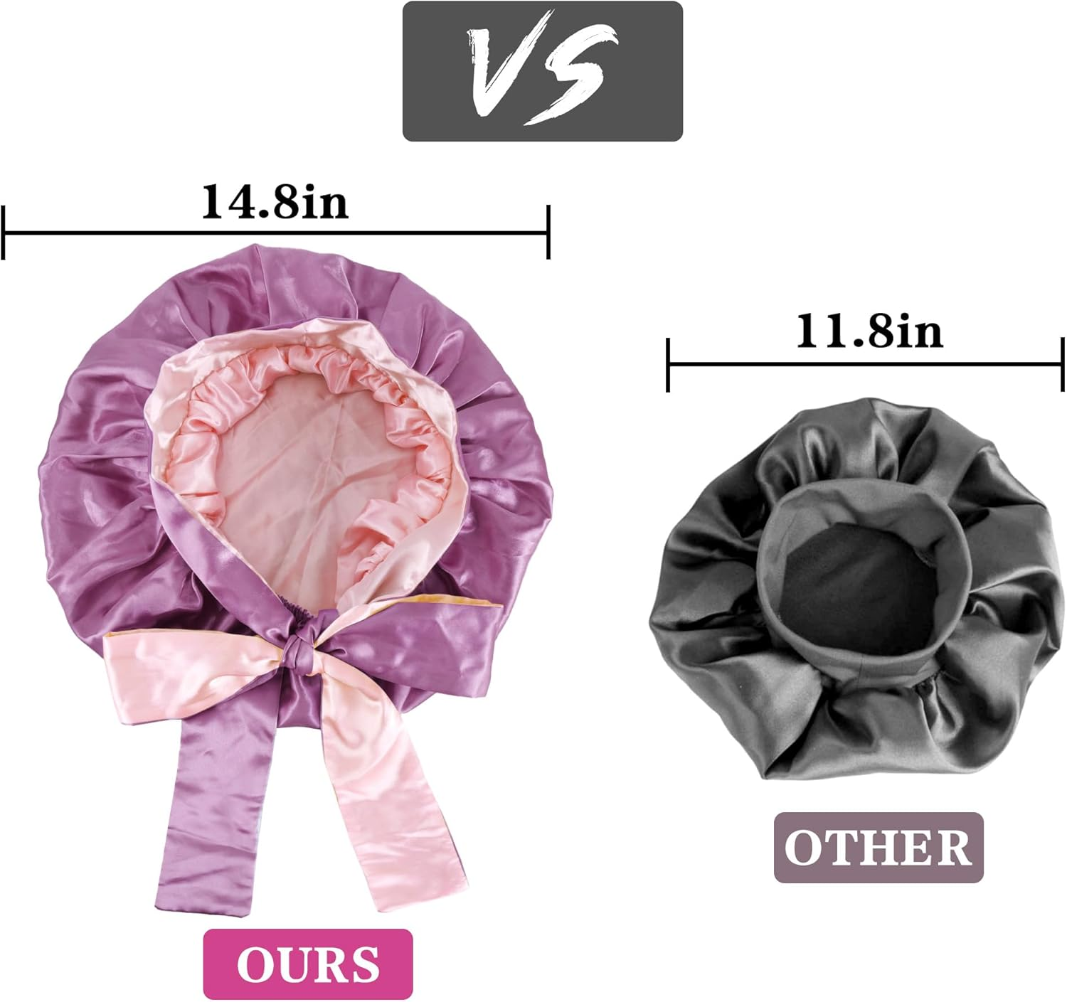 Silk Satin Bonnet - Silk Hair Wrap for Sleeping,Satin Bonnet for Curly Hair Sleep Cap Large Double Sided Reversible Hair Bonnet with Tie Band image number 4