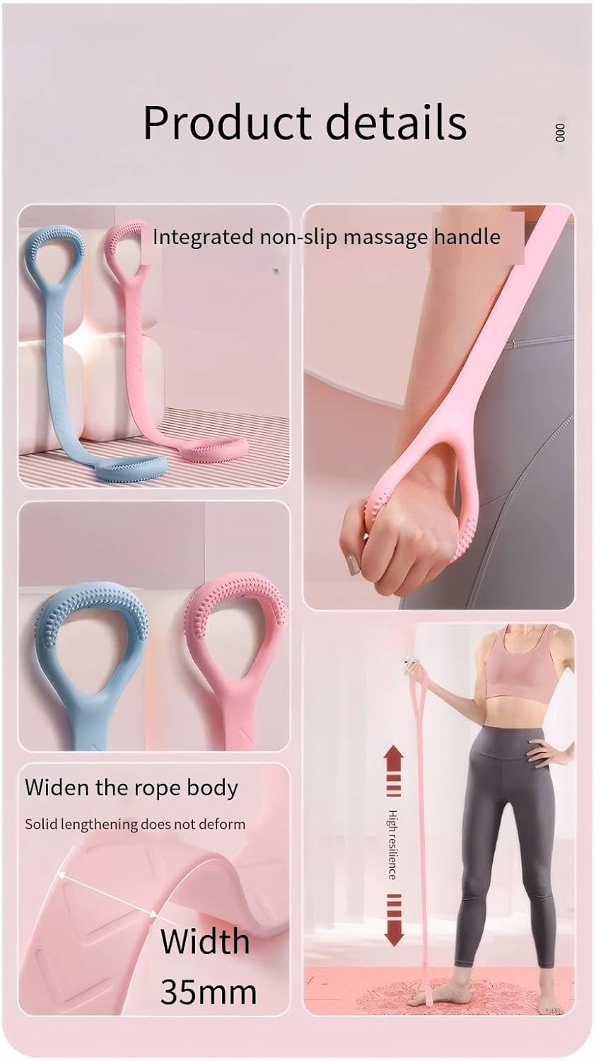 Stretch Band for Exercise, Resistance Band for Arm, Back & Shoulder, Elastic Rope for Yoga Pilates, Foot & Leg Stretcher, Hand Exerciser, Physical Therapy, Flexibility, Home Gym Workout image number 3