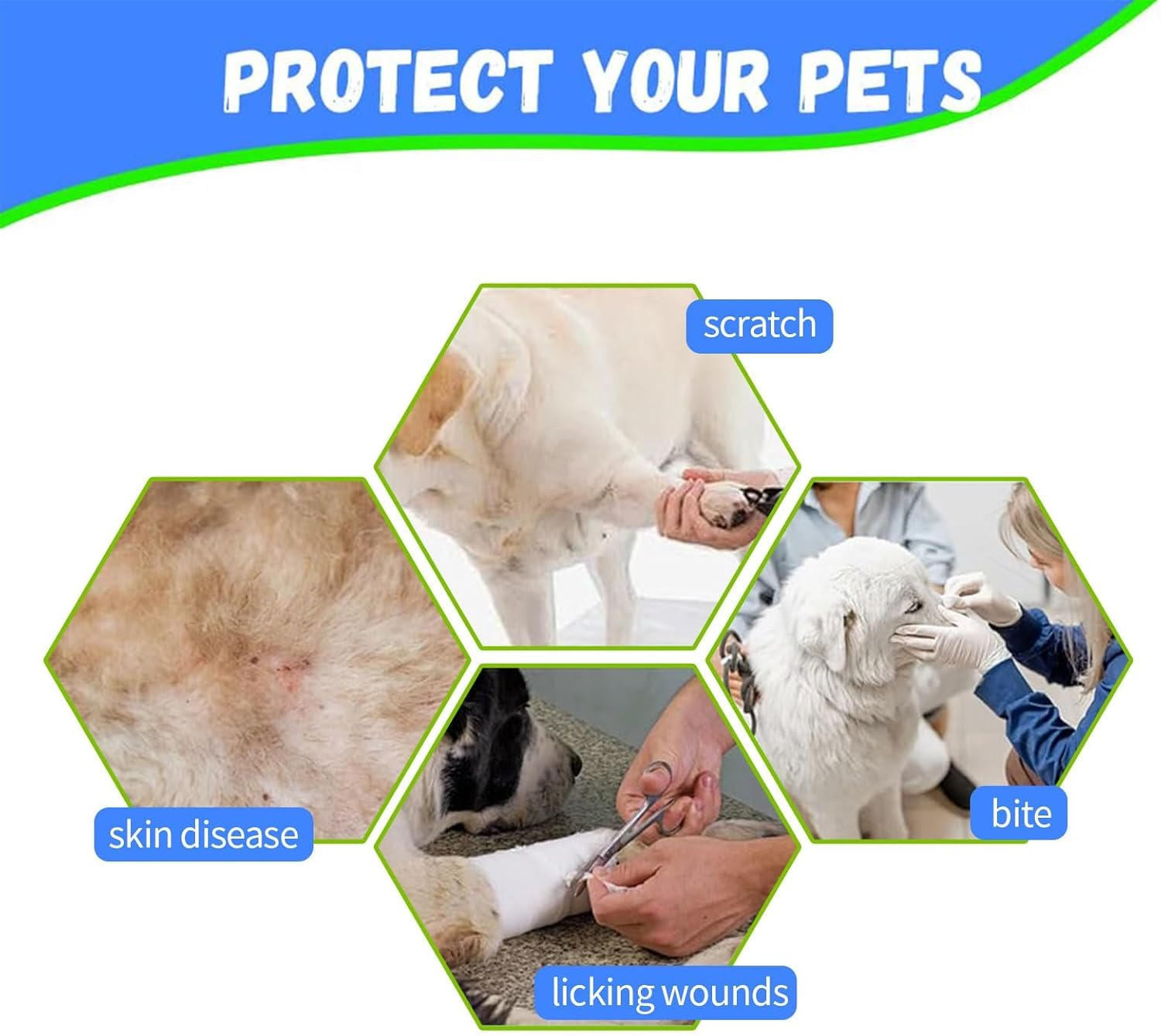 Dog Cone Soft Recovery Collars & Cones after Surgery for Medium Large Dogs, Comfy Ecollars to Stop Licking, Adjustable, Dog Ecollars for Recovery Fabric, Ecollars of Shame Alternatives (Blue-Green, L) image number 5