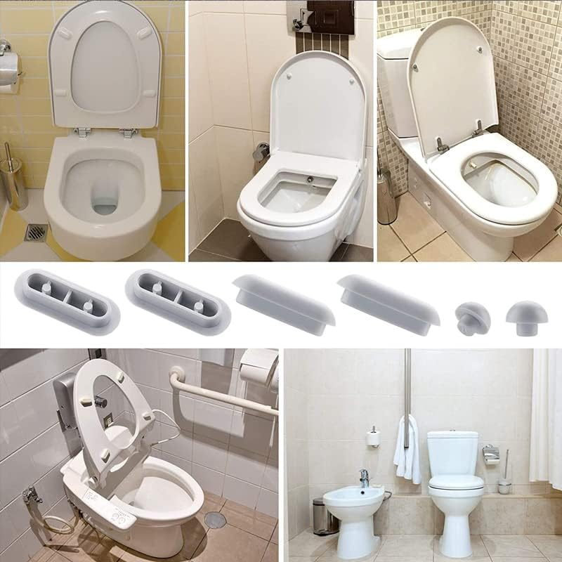 AIMALL 6PCS Toilet Seat Buffers Bumpers, Support Stopper for Toilet Seat,Universal Toilet Seat Buffer Toilet Lid Rubber Bumpers, Replacement Pads Grey Stop Bumper Accessories for Home, Hotel image number 1