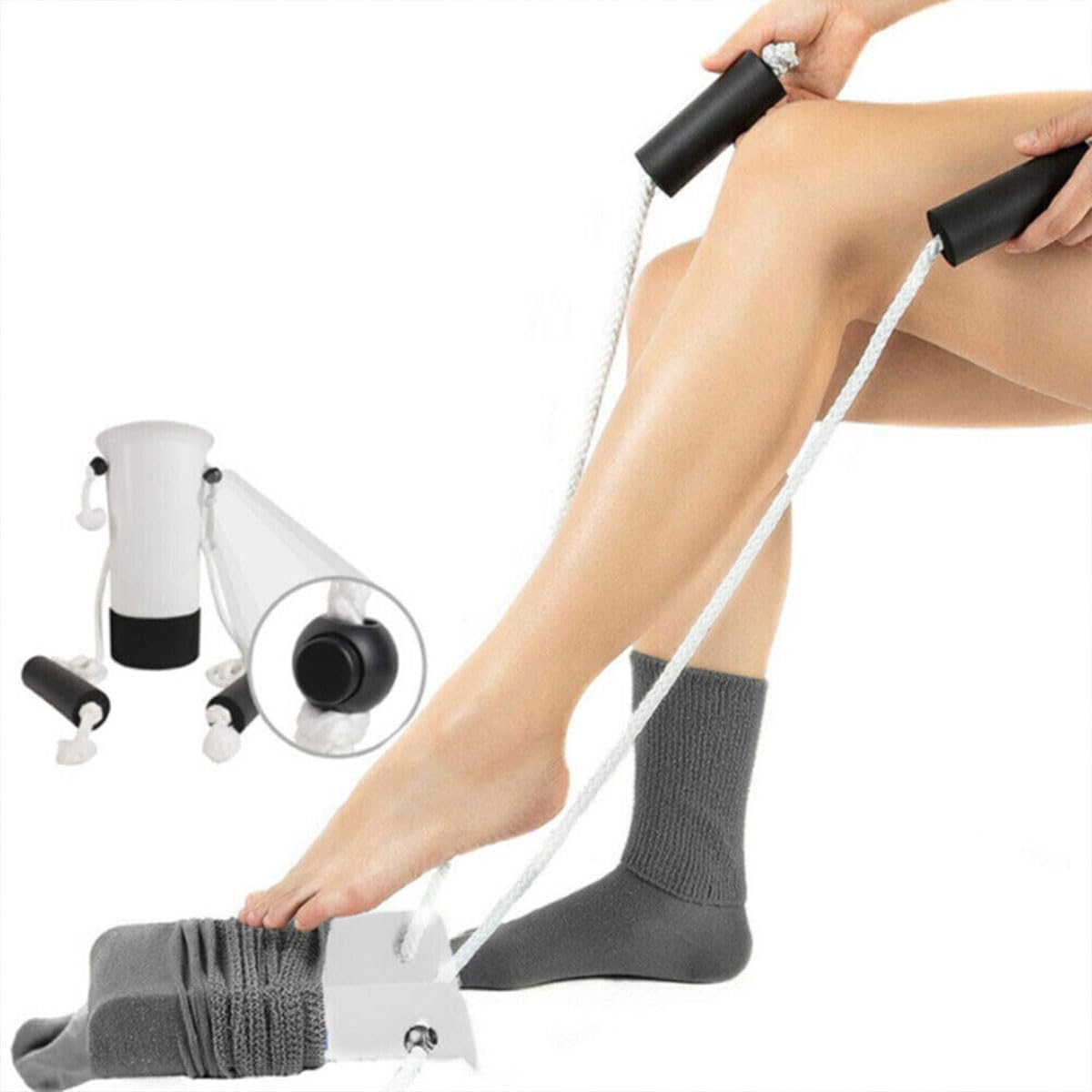 AIMALL Easy Sock Aid for Elderly and Pregnant, No-Bend over Sock Assist Device with Pull Ropes, Lazy Sock Wearer Helper, Durable and Simple to Use image number 3