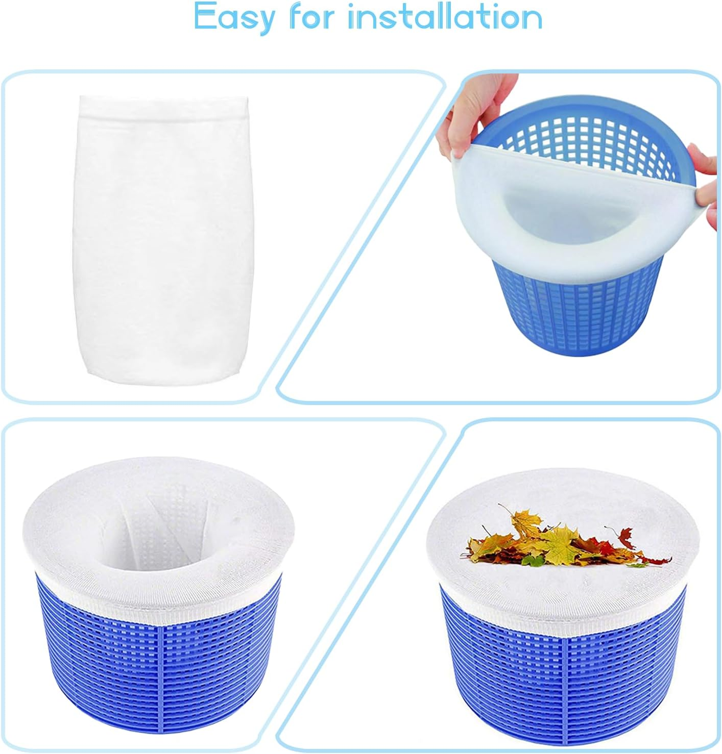 30 Pcs Reusable Pool Skimmer Socks - Ultra Fine Mesh Filter Socks for Effective Cleaning of Debris and Leaves, Compatible with Most Skimmer Baskets (White)