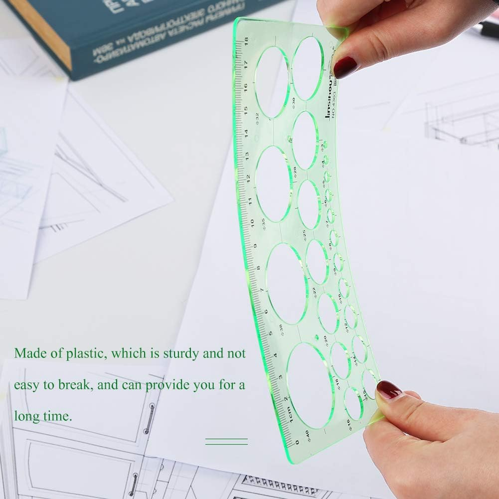 Circle Templates Measuring Geometry Ruler, Shape Stencils Drawing Set, Plastic Geometric Drawing Painting Stencils Oval Templates Scale Drafting Tools for School, Office, Building Formwork, Drawings image number 3