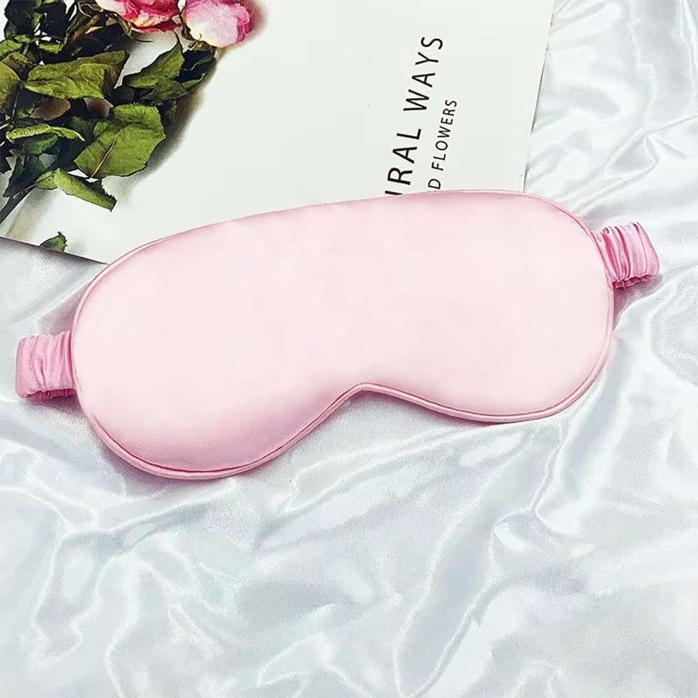 2 Pack 100% Mulberry Silk Sleep Mask, Elastic Headband 3D Contoured Blackout Blindfold for Side Sleepers, Night Sleep, Travel, Nap, Airplane Essentials (Black & Pink) image number 1