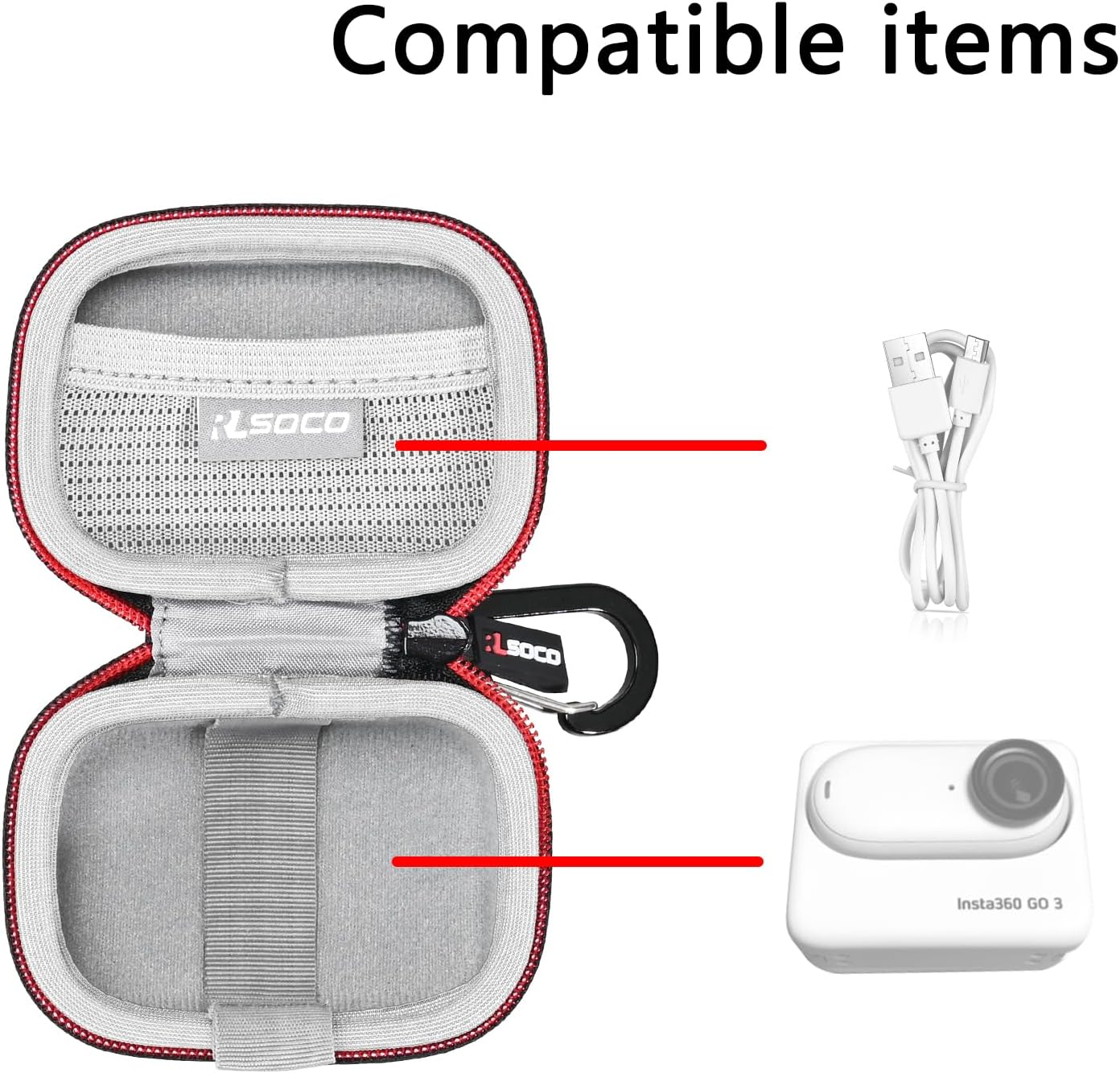 Case for INSTA360 GO3S/GO 3 Action Camera, Portable Travel Storage Case for Tiny Portable Vlogging Camera by Rlsoco-Black (Case Only) - Grey image number 6