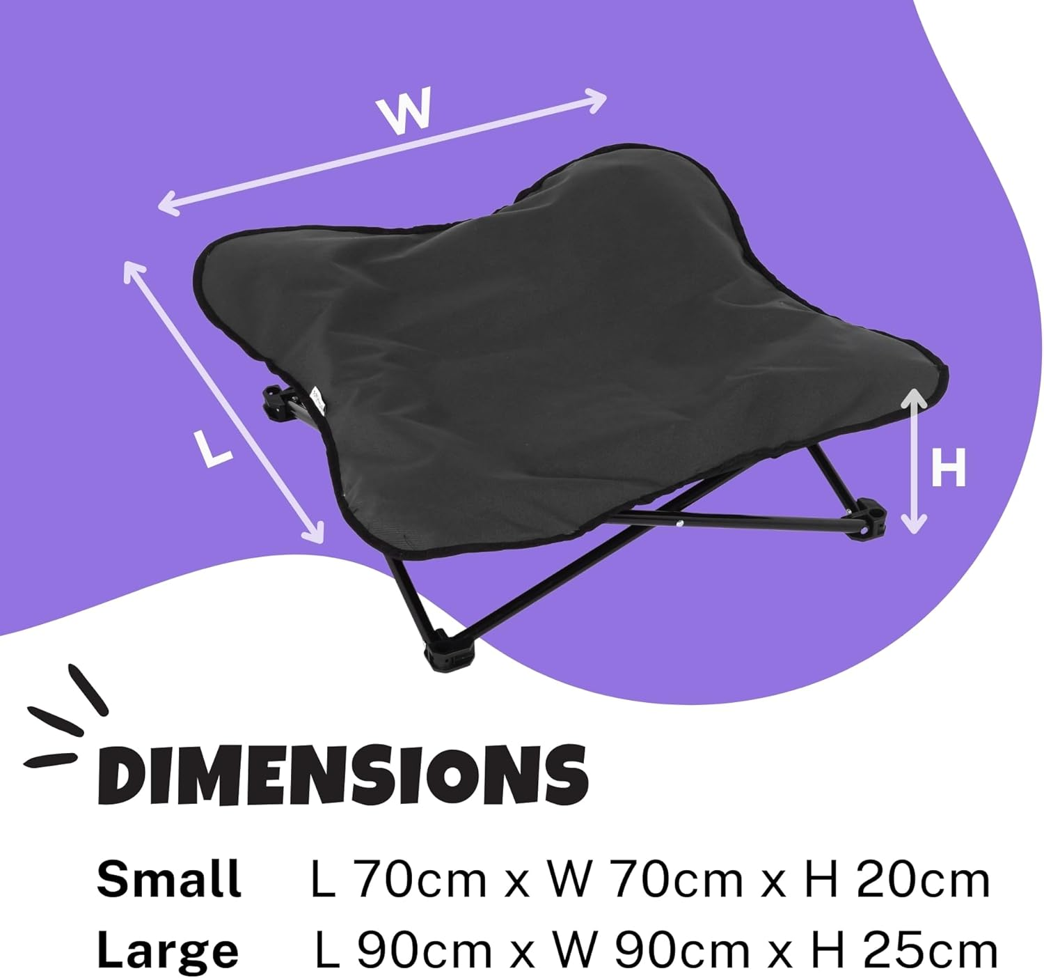 Charlie'S Pet Portable and Foldable Outdoor Pet High Chair Scratch-Resistant Highly Breathable - Black 90X90X25Cm; It Can Load a Maximum Weight of 45Kg image number 2