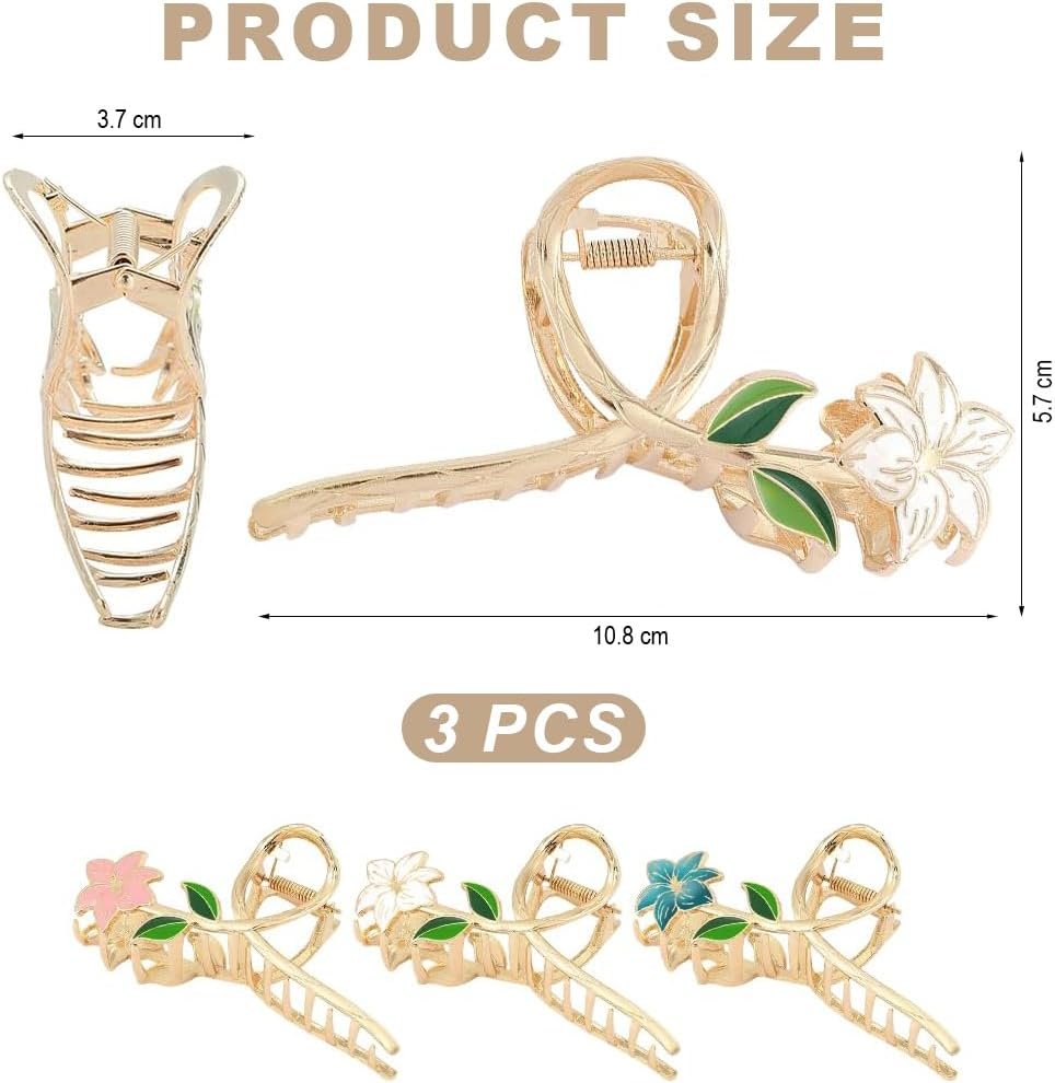 Bangbobi Set of 3 Flower Hair Clips for Women - Large Hair Clip for Thin and Thick Hair - Vibrant Hair Clip Flower Suitable for Any Occasion image number 2