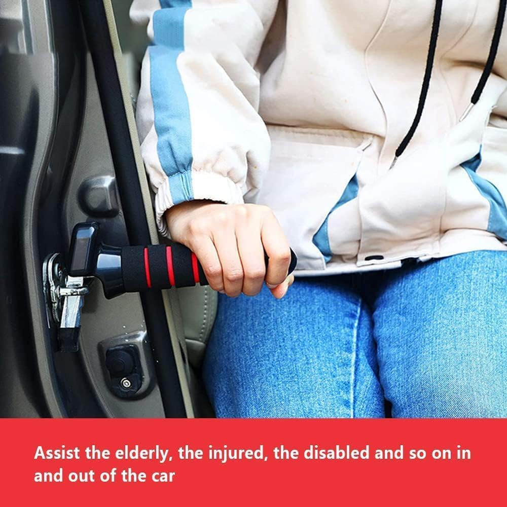 3 in 1 Vehicle Support Handles, Elderly Portable Automotive Door Assist Handles, with Seatbelt Cutter and Window Breaker for Elderly and Handicapped (Handles * 2 Pack), Red, LV849 image number 1