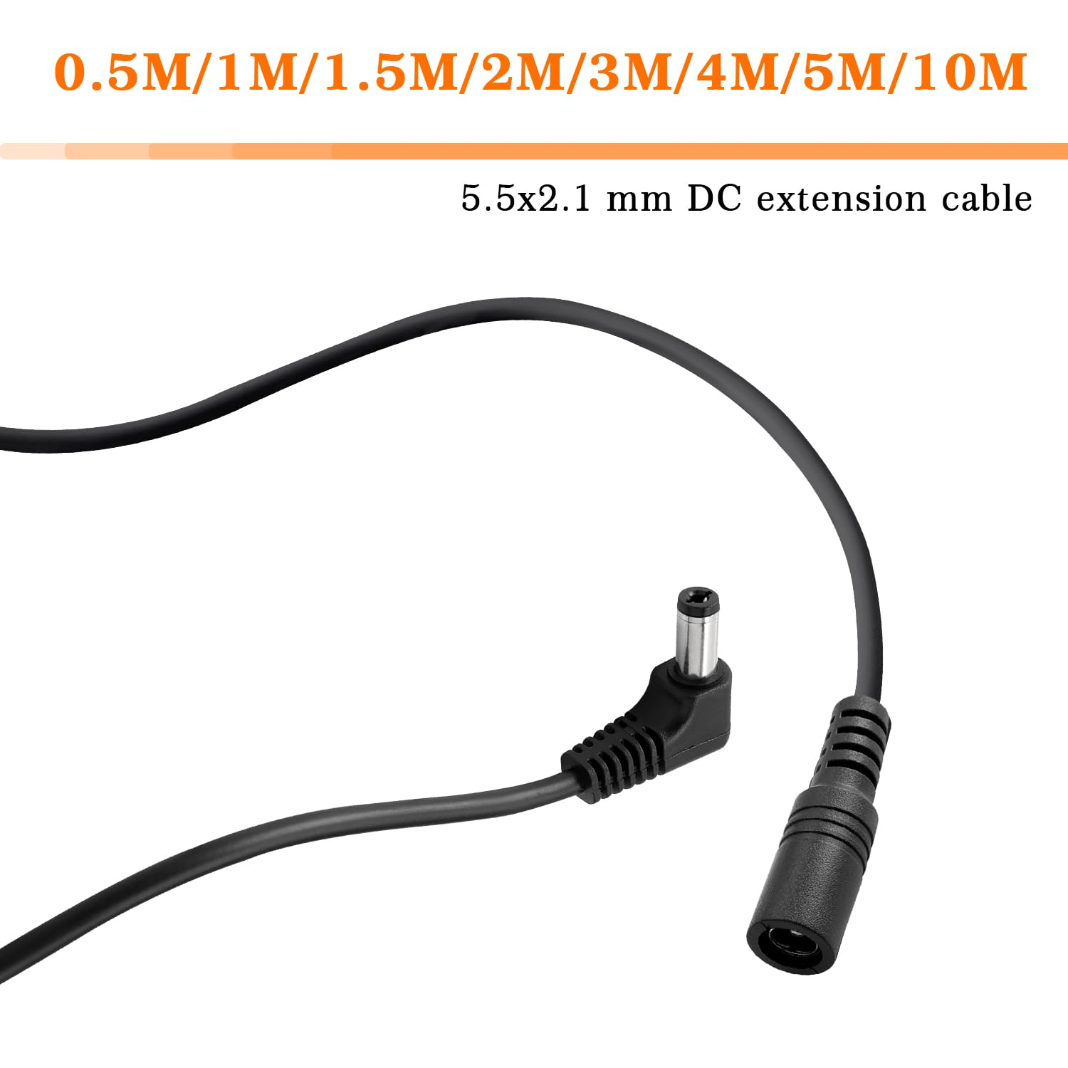 KUOQIY 2 PCS 2M 5.5X2.1 Mm 24V 12V DC Power Extension Cable, Right Angle Male to Female Power Extension 22AWG, for CCTV Security Cameras, Router, Black