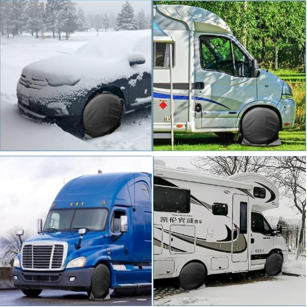 Set of 4 Tire Covers,Waterproof Aluminum Film Tire Sun Protectors,Weatherproof Tire Protectors 27-29Inches