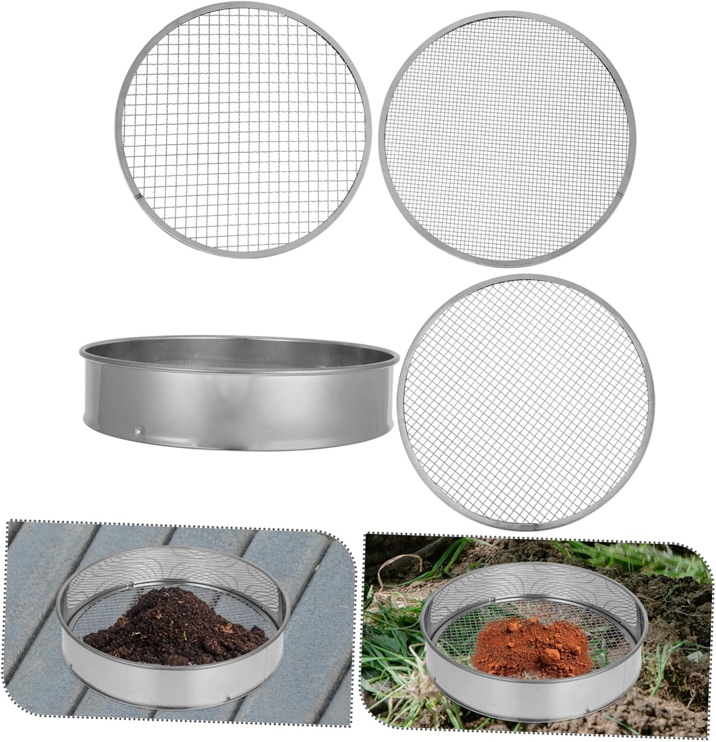 OFFSCH Garden Soil Sifter Sieve Mesh Sifter for Rocks Handheld Soil Sieve Essential Gardening Tool image number 4